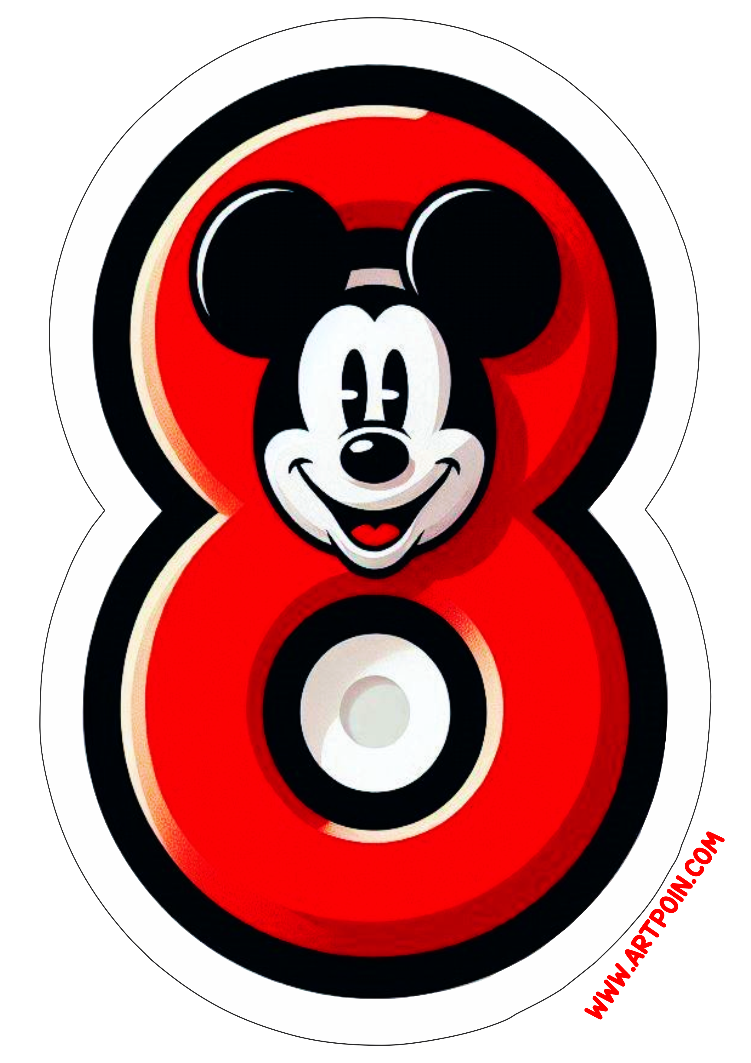 Mickey Mouse número 8 decoração de aniversário hora da festa infantil artigos de papelaria ilustração disney png