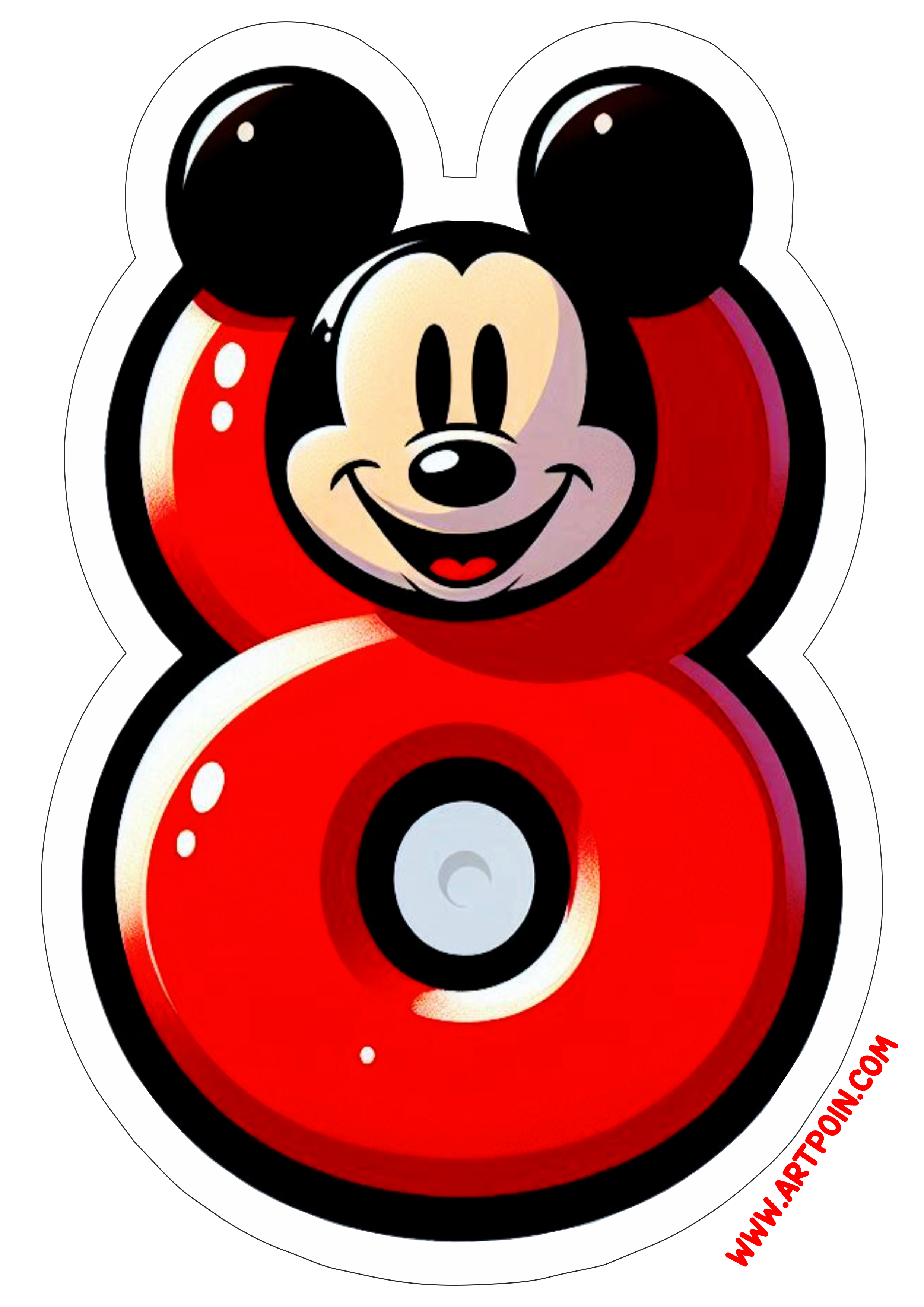 Mickey Mouse número 8 decoração de aniversário hora da festa infantil artigos de papelaria vetor disney png