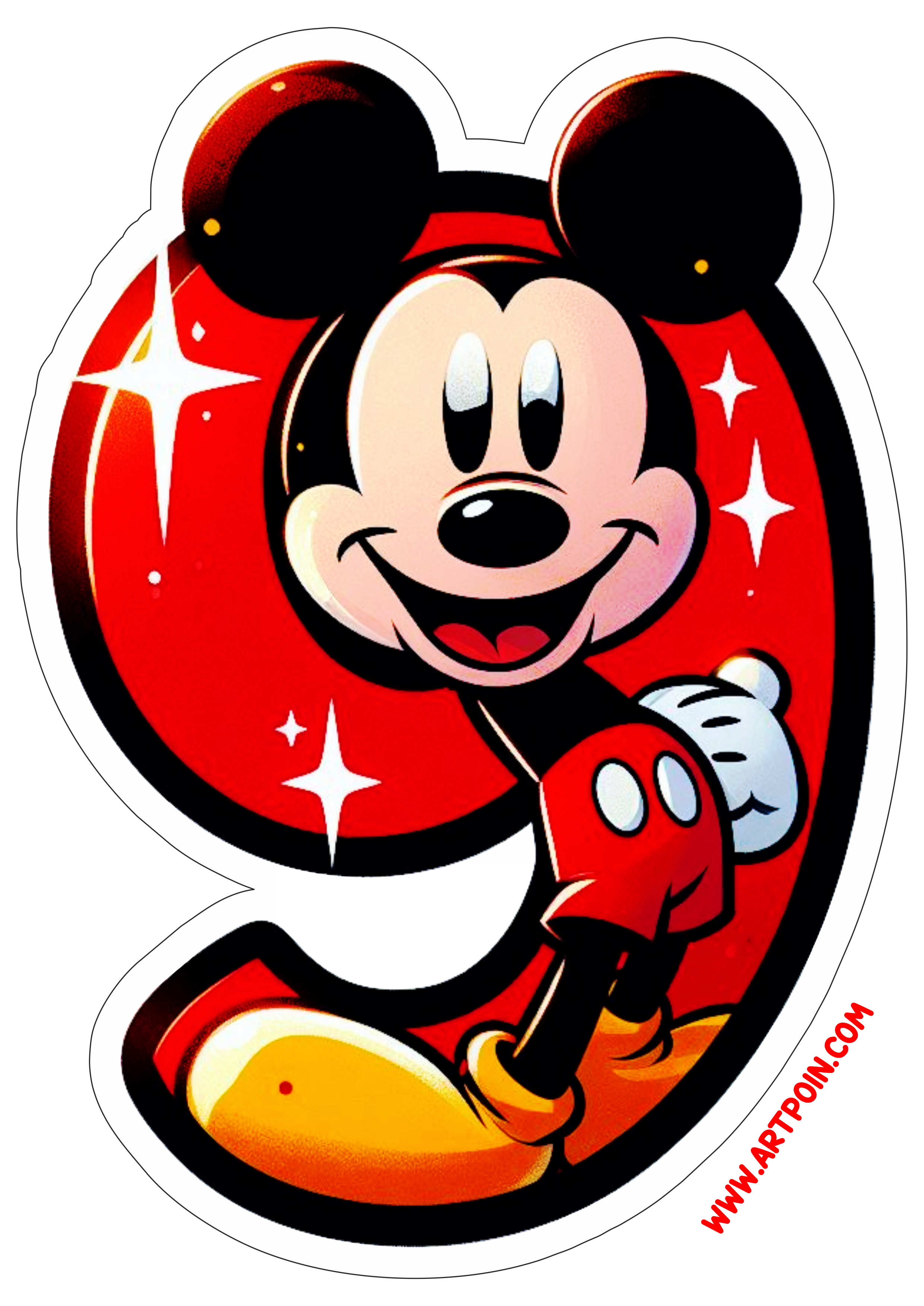 Mickey Mouse número 9 decoração de aniversário hora da festa infantil artigos de papelaria clipart disney png