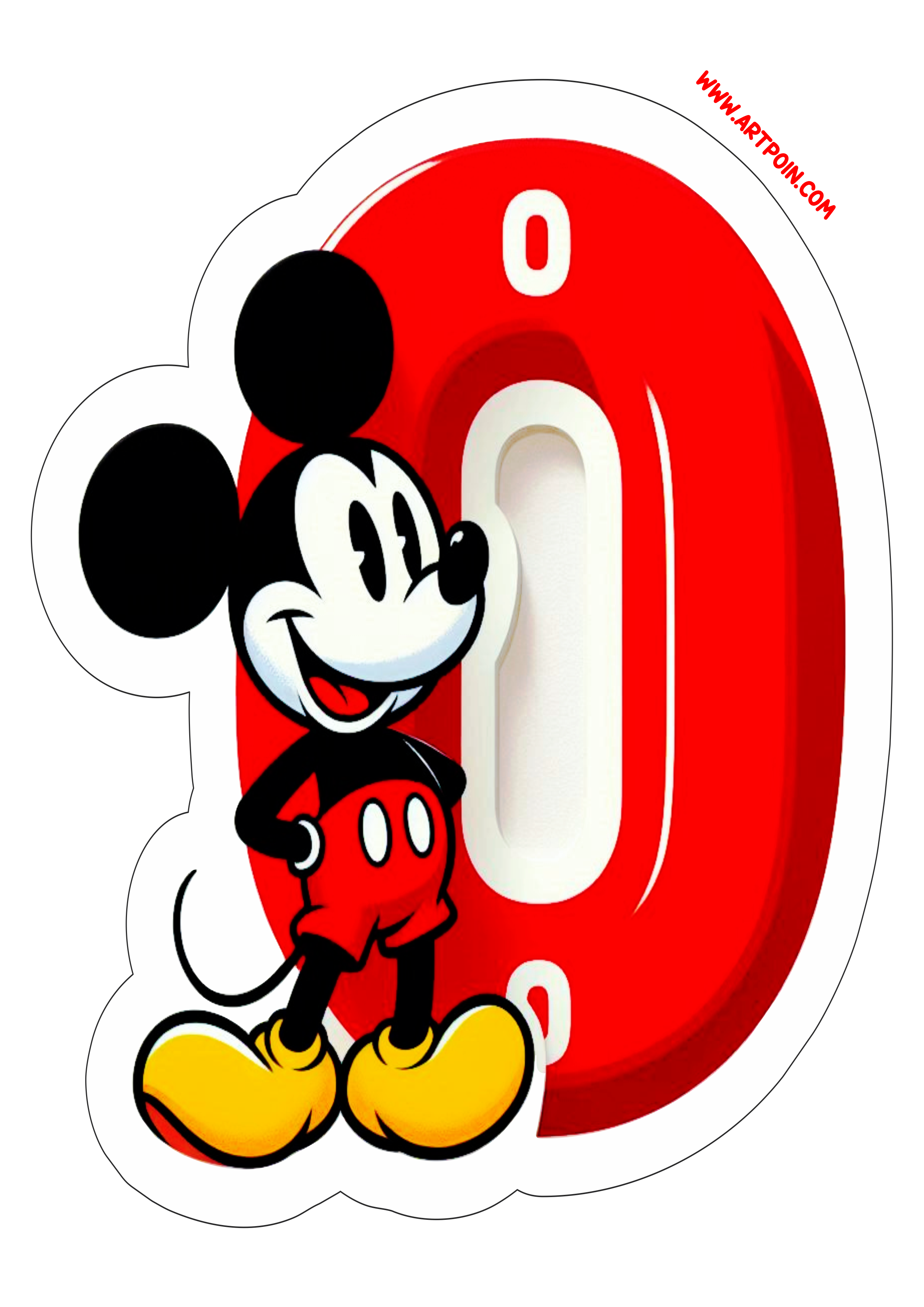 Mickey Mouse número 0 decoração de aniversário hora da festa infantil artigos de papelaria ilustração disney free png