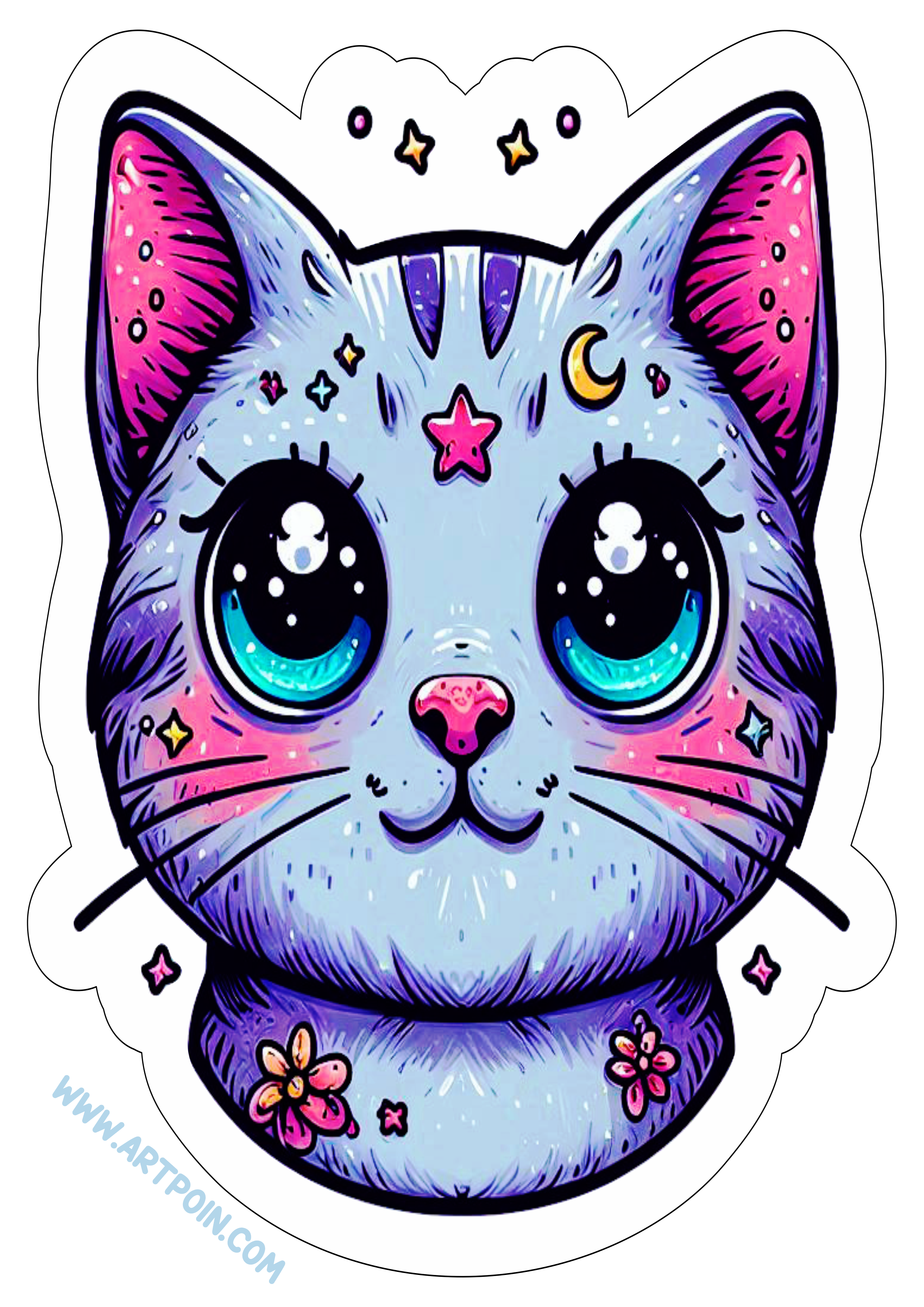 Desenho simples gatinho imagem colorida png