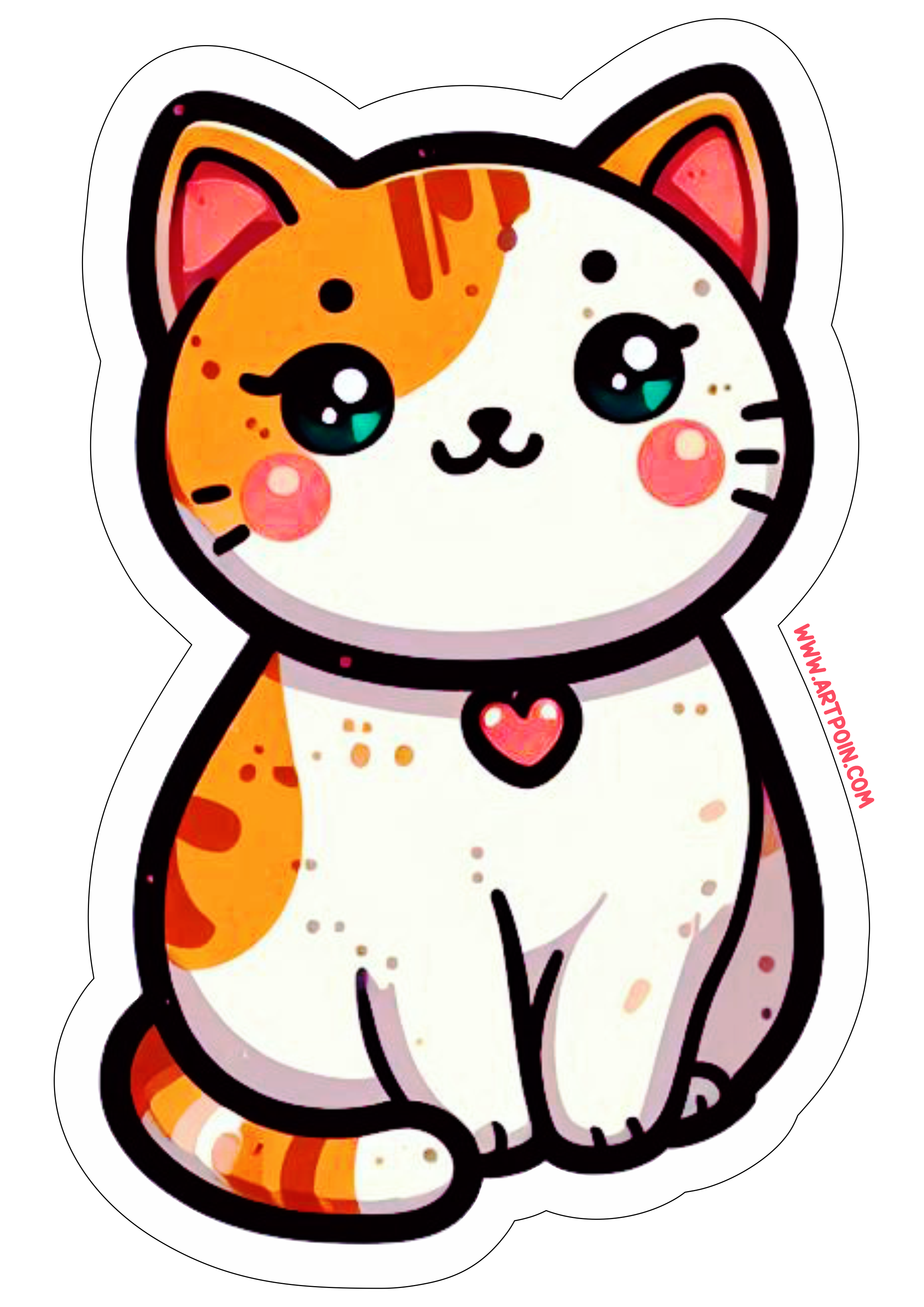 Desenho simples gatinho imagem colorida contorno para recorte png