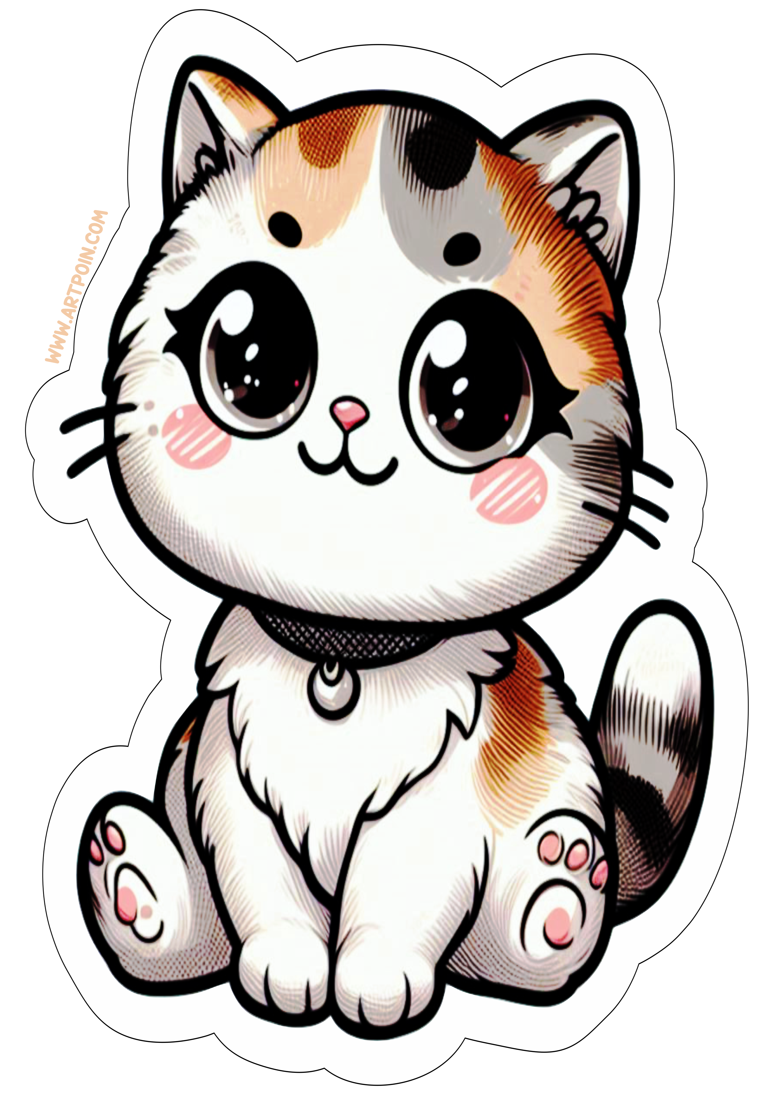 Desenho simples gatinho imagem colorida contorno para recorte simple design png