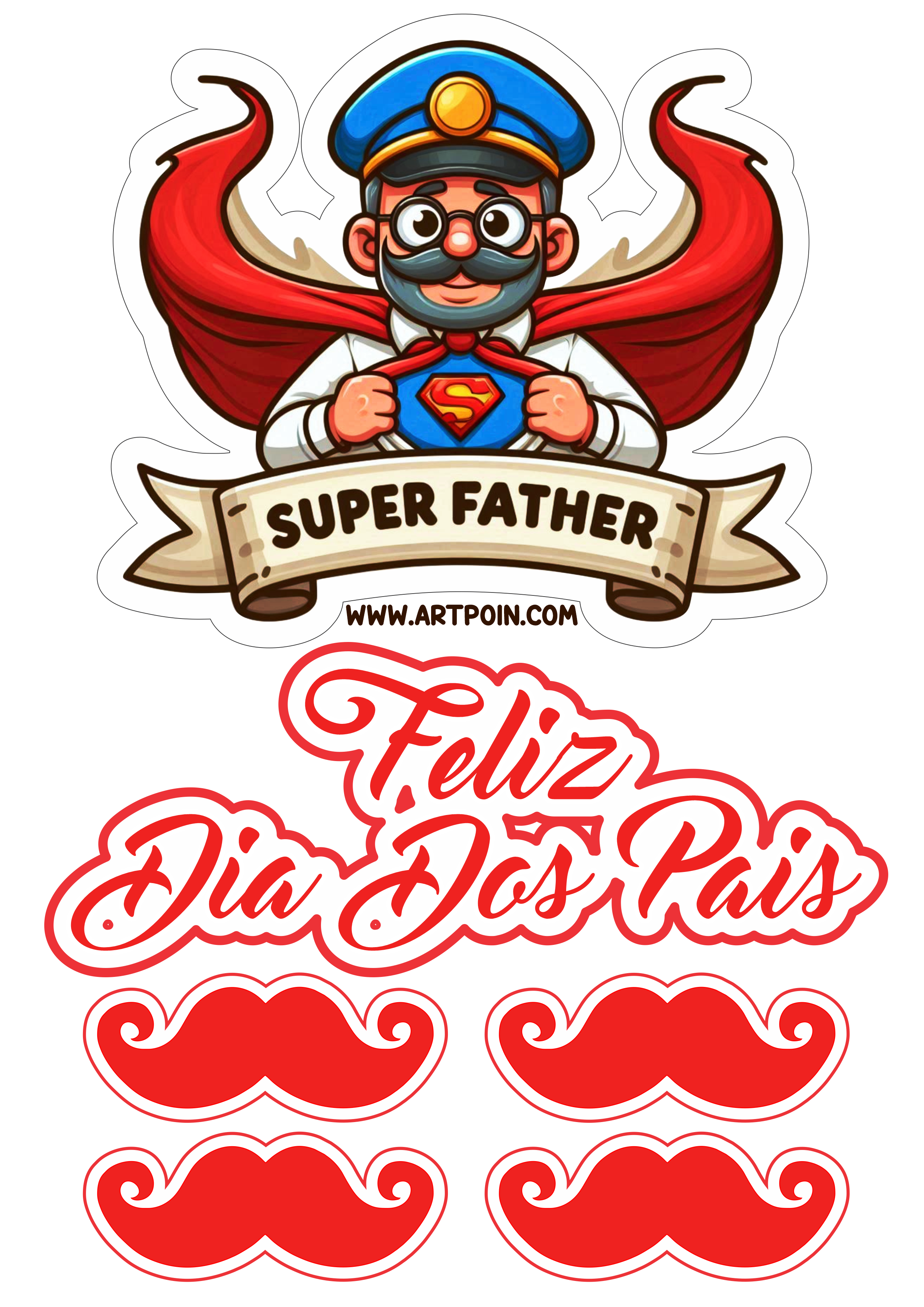 Topo de bolo Super Father feliz dia dos pais png