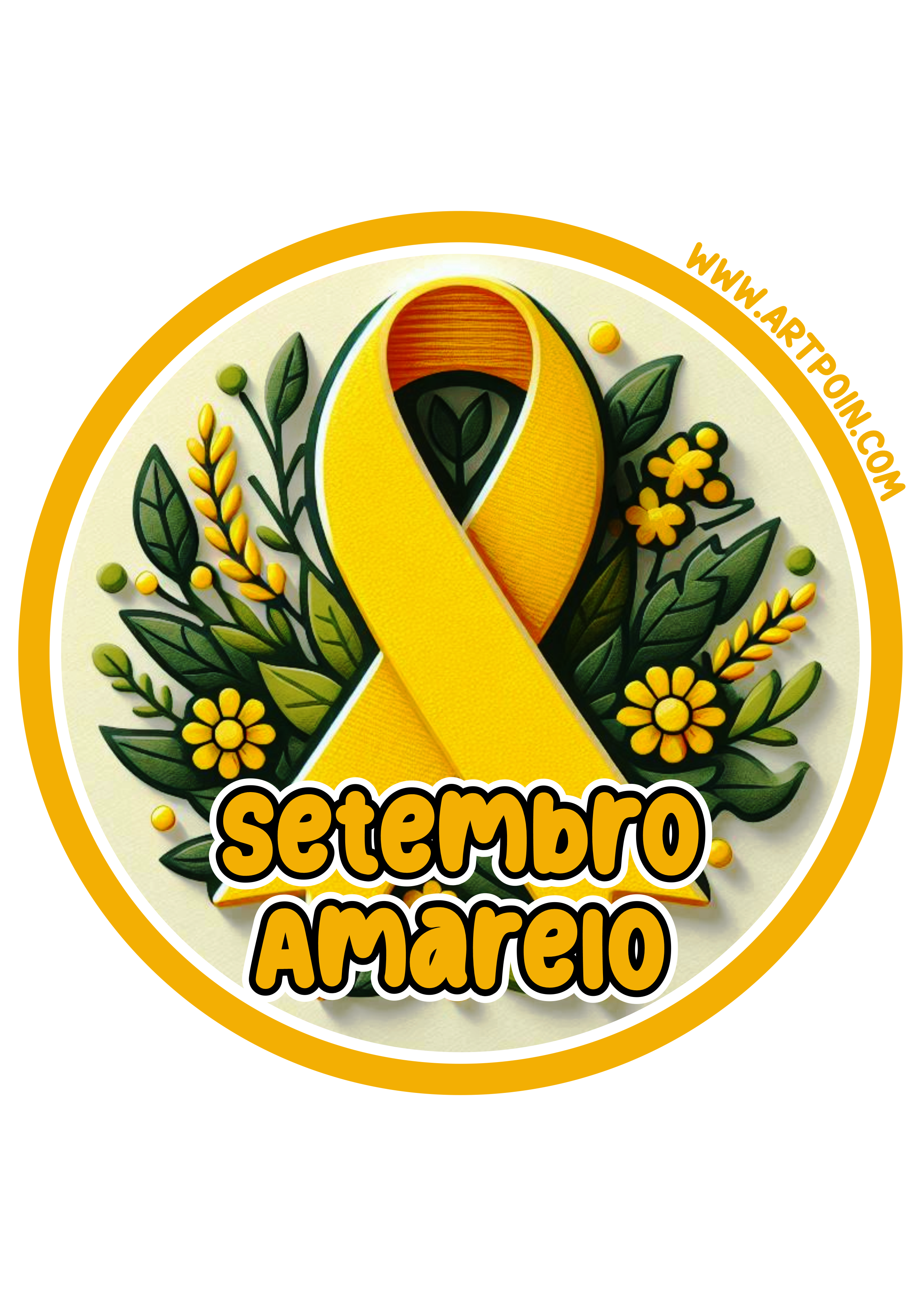 Setembro amarelo adesivo redondo para decoração png