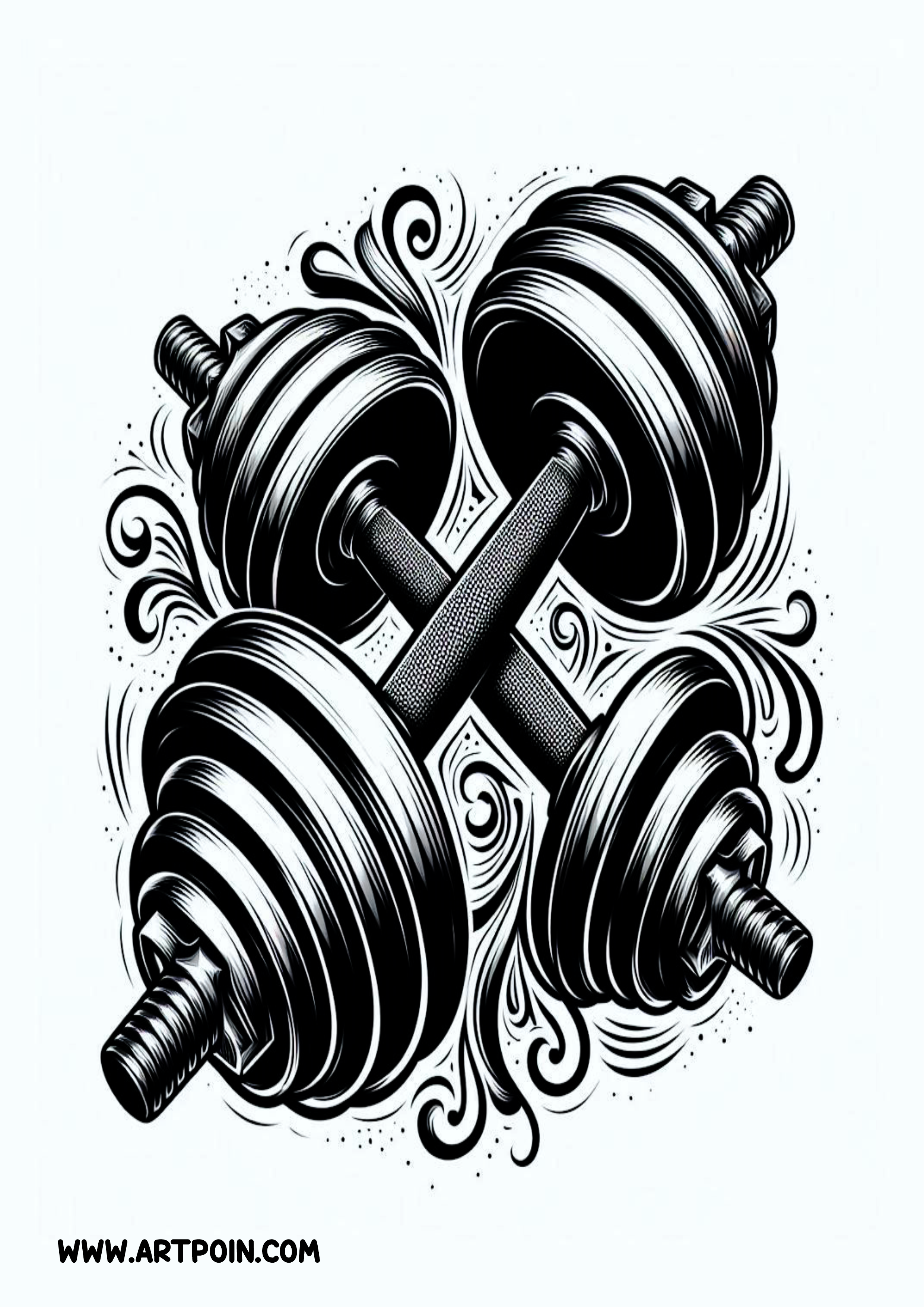 Tatuagem maromba caveira Dumbell musculação png