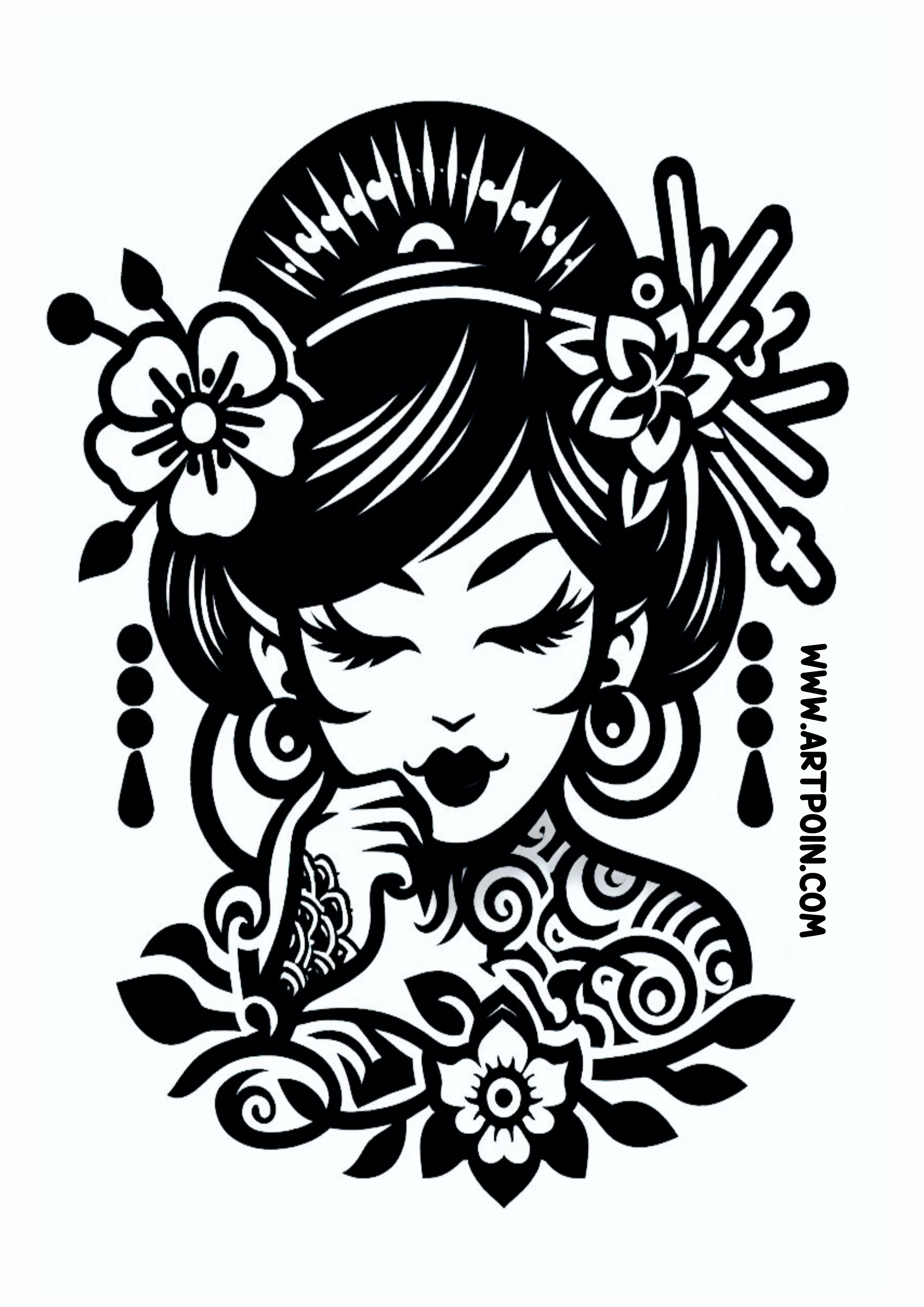 Gueixa desenho para tatuagem feminina artes visuais simple tattoo png