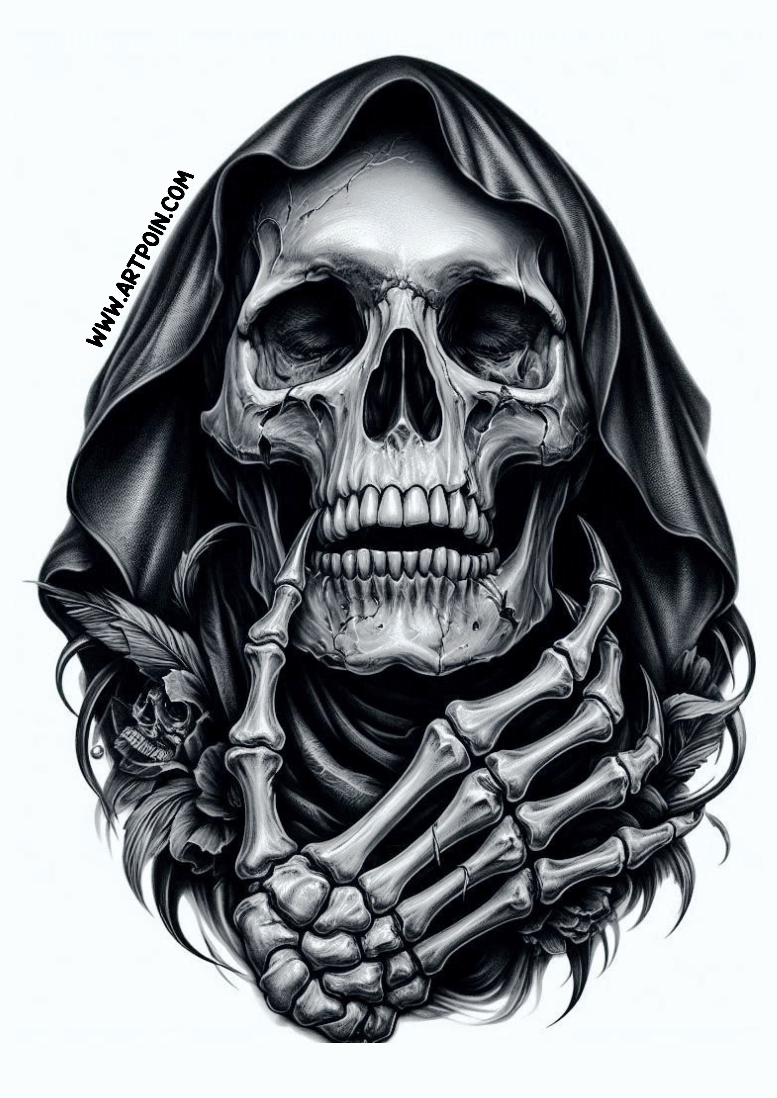 Ideia para tatuagem realista de caveira png