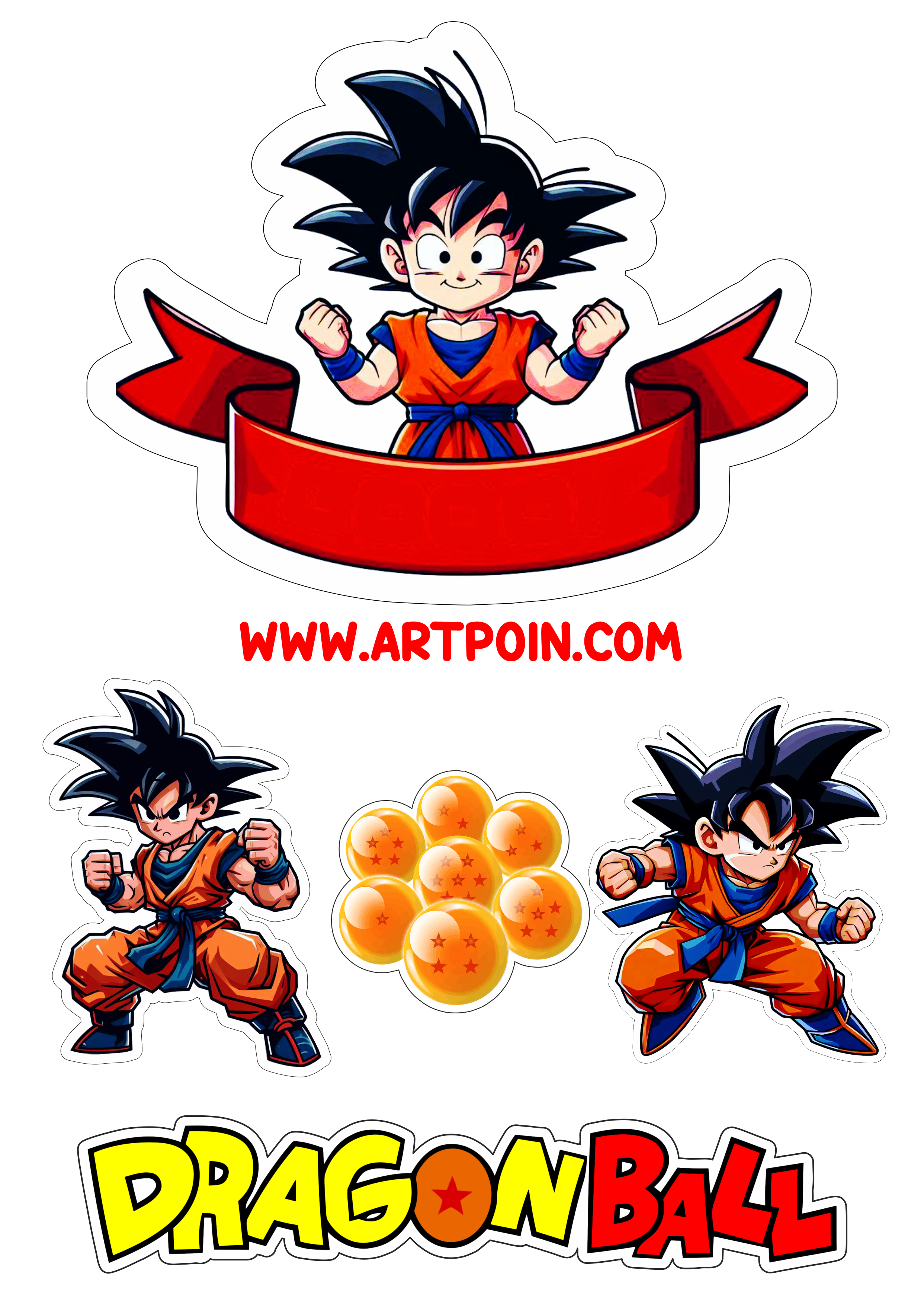 Topo de bolo para imprimir Dragon ball Z festa infantil decoração de aniversário Goku png