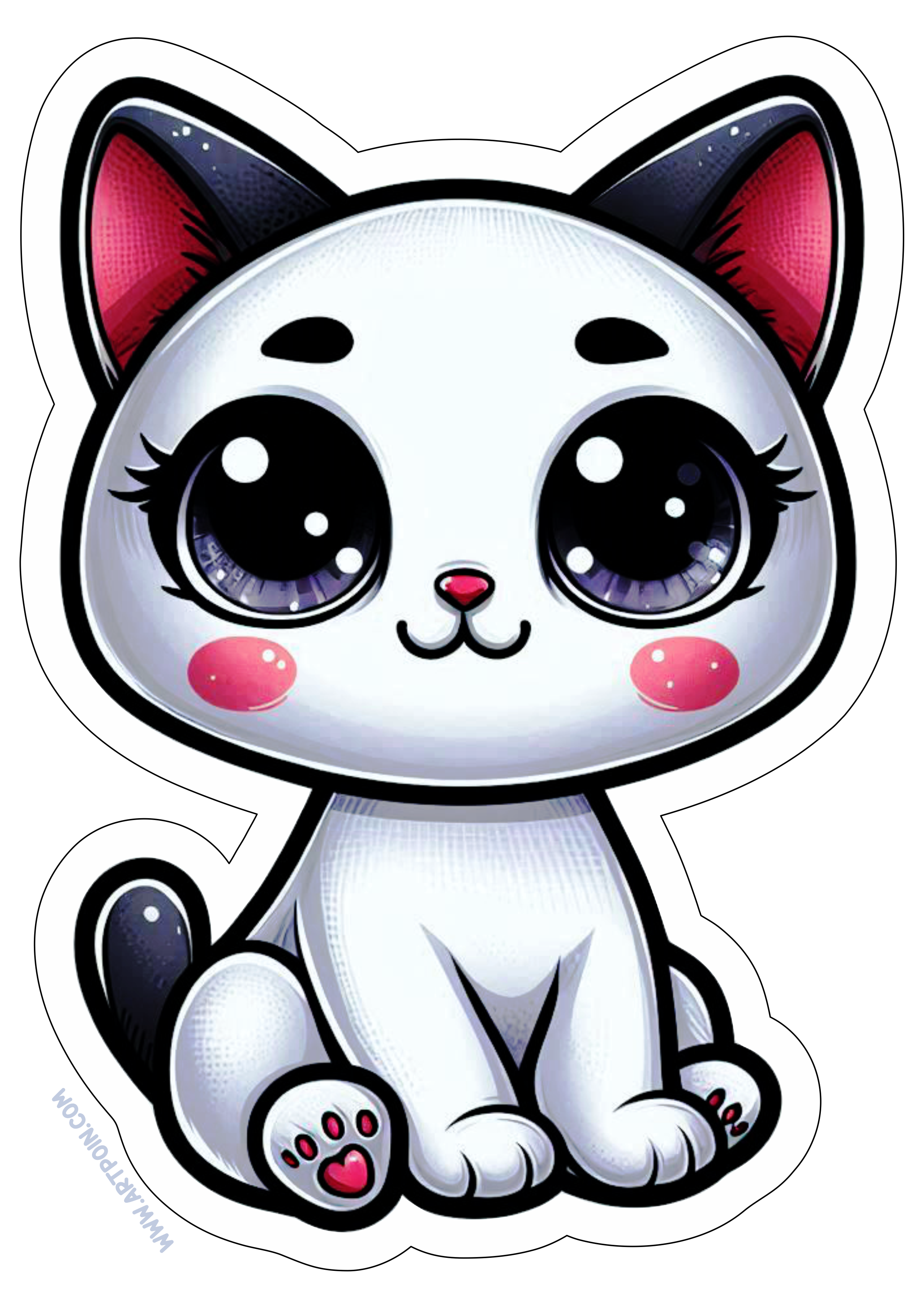 Desenho simples gatinho imagem colorida contorno para recorte simple design free download png