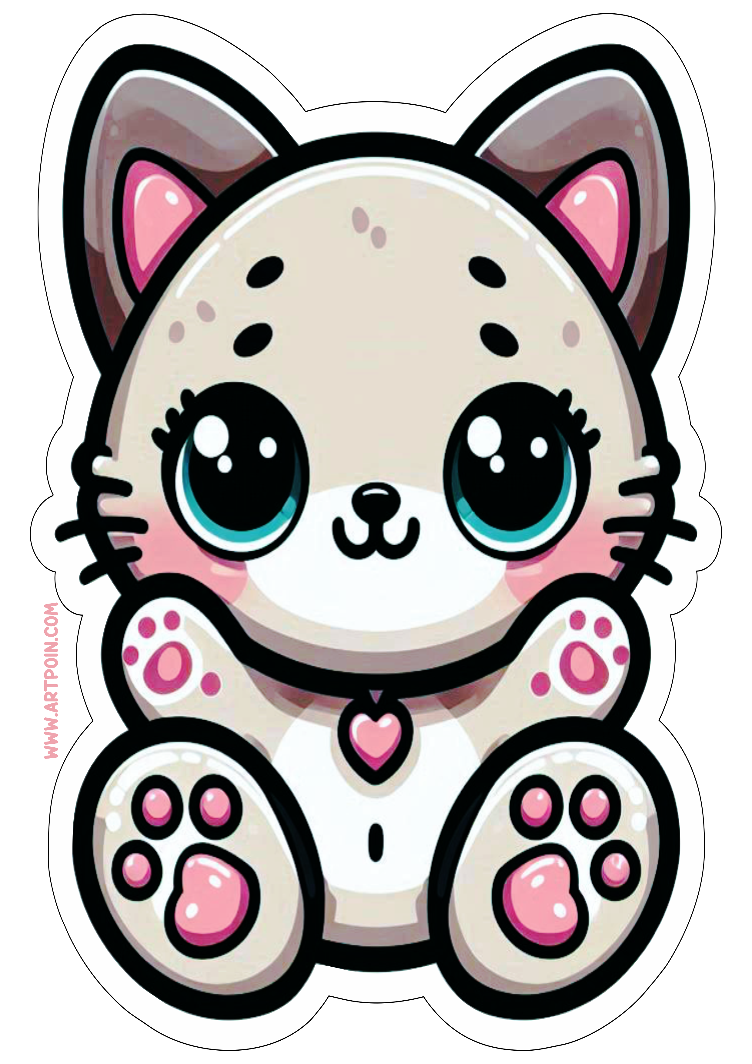 Desenho simples gatinho imagem colorida contorno para recorte simple design free download cat png