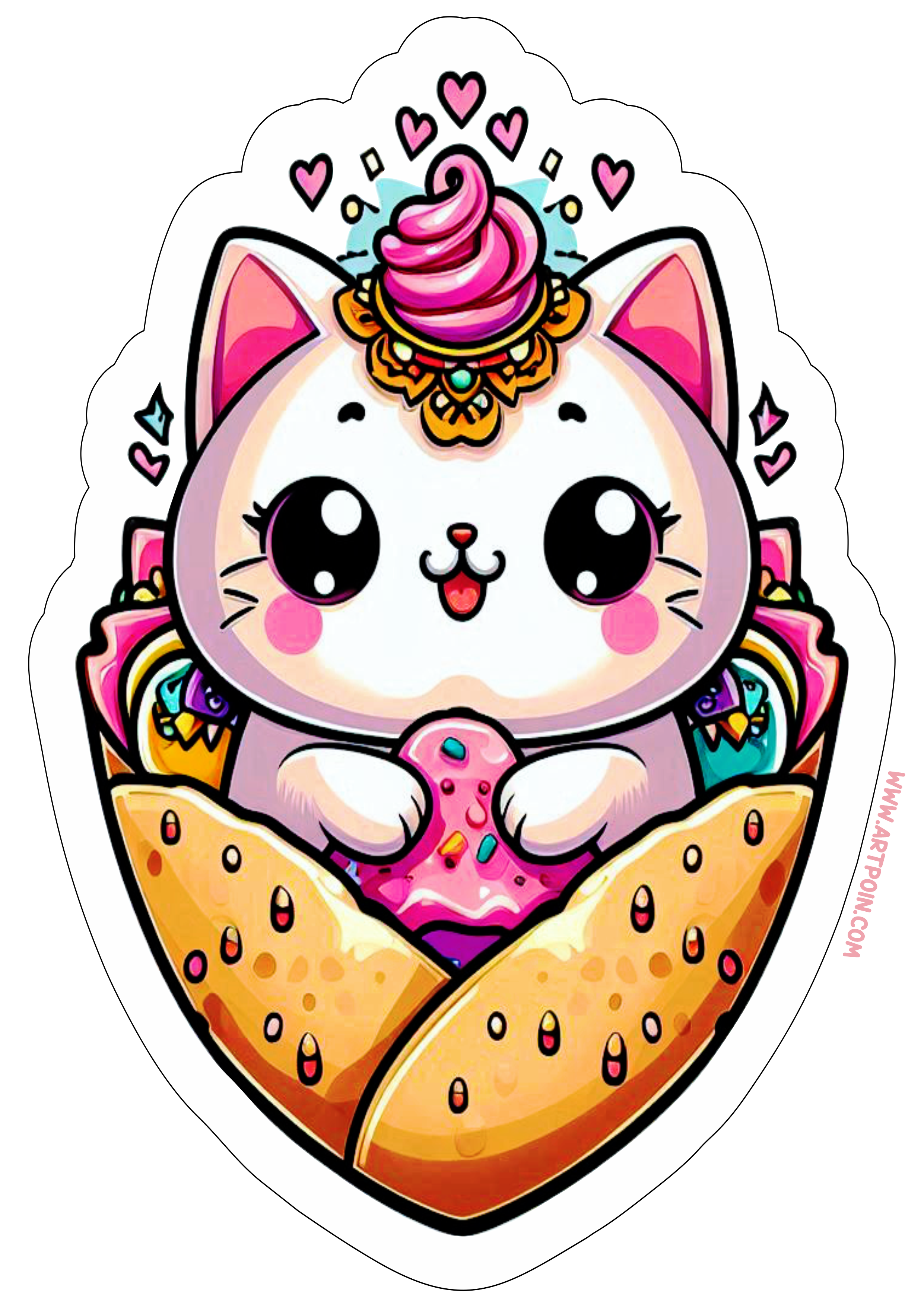 Desenho simples gatinho imagem colorida contorno para recorte simple design free download cat cute png