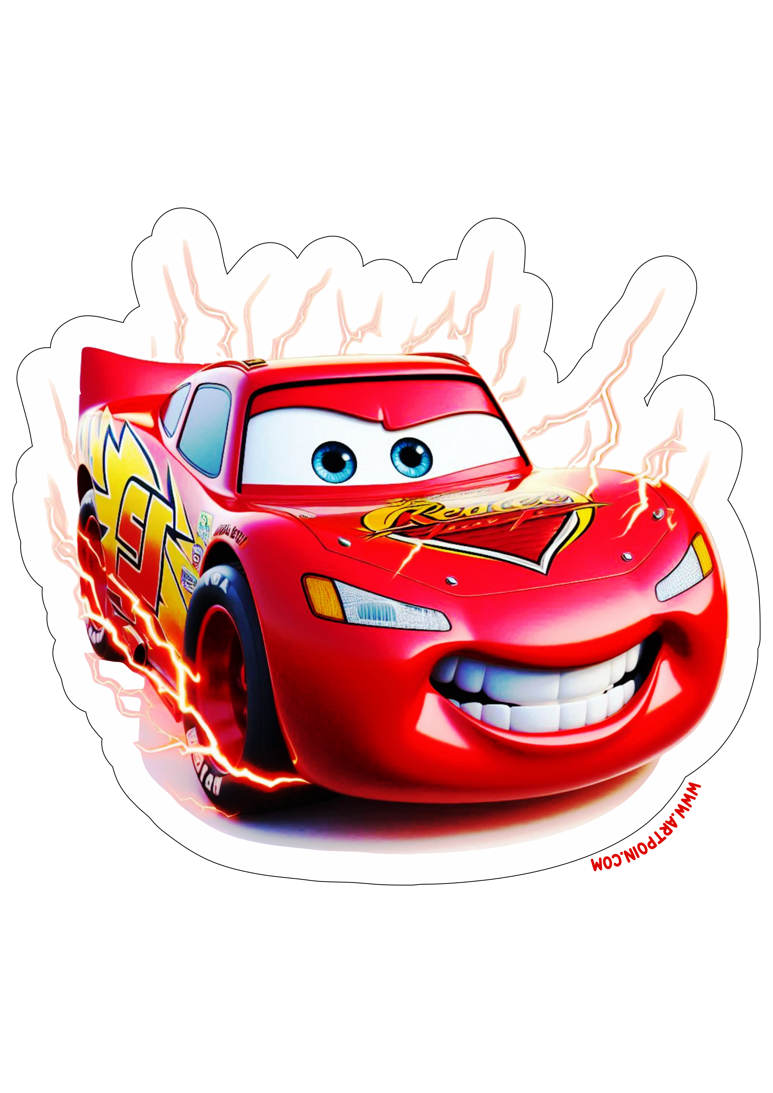 Relâmpago McQueen png Disney Carros imagem com contorno para decoração fundo transparente clipart