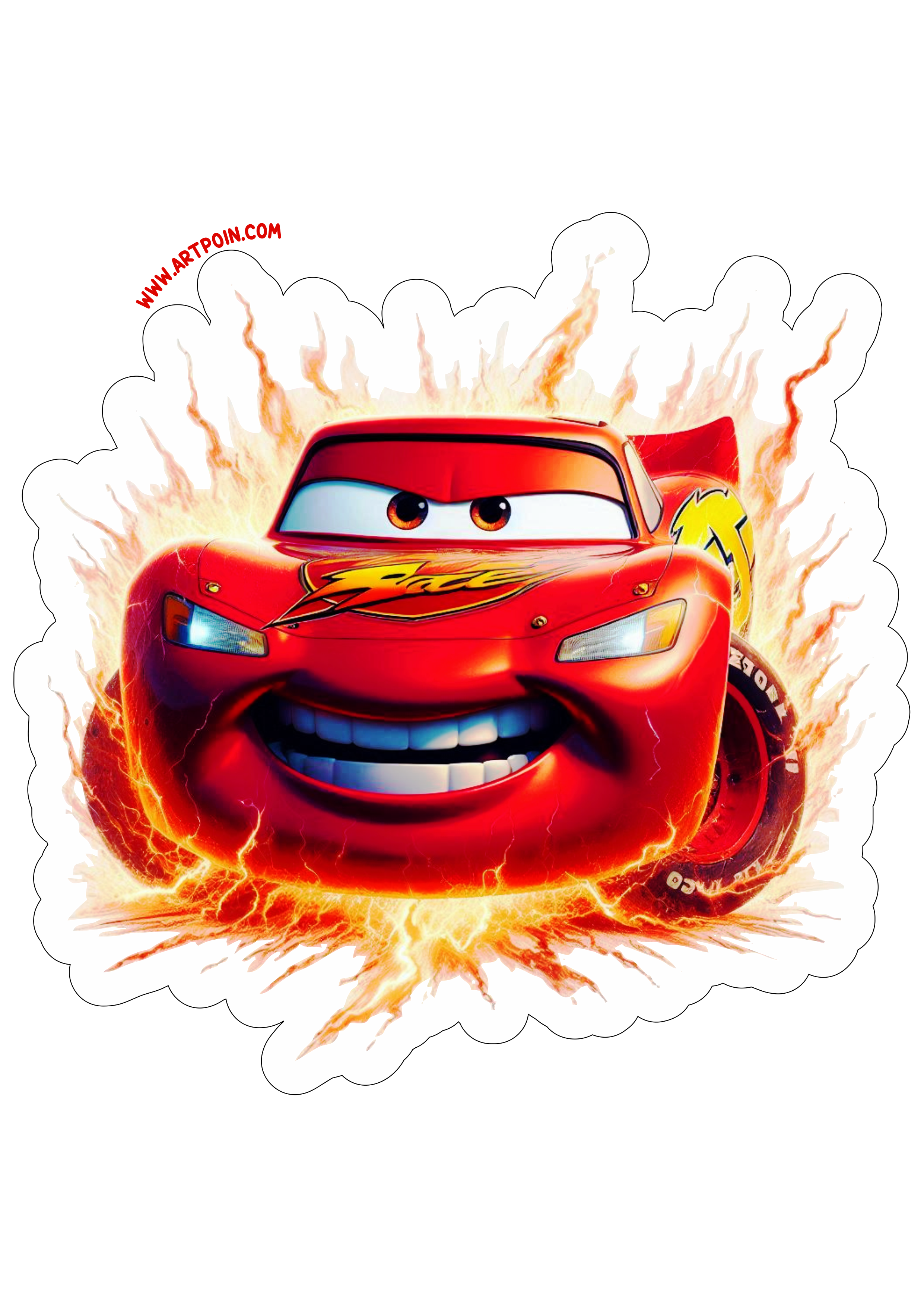 Relâmpago McQueen png Disney Carros imagem com contorno para decoração fundo transparente clipart ilustração