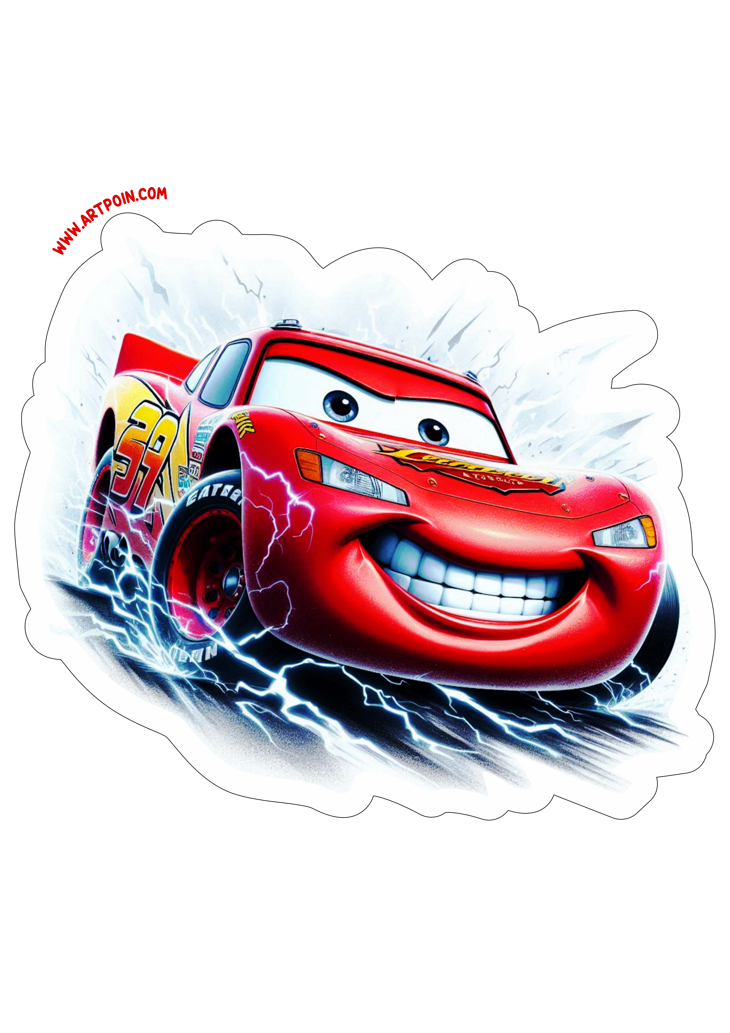 Relâmpago McQueen png Disney Carros imagem com contorno para decoração fundo transparente clipart ilustração vetor