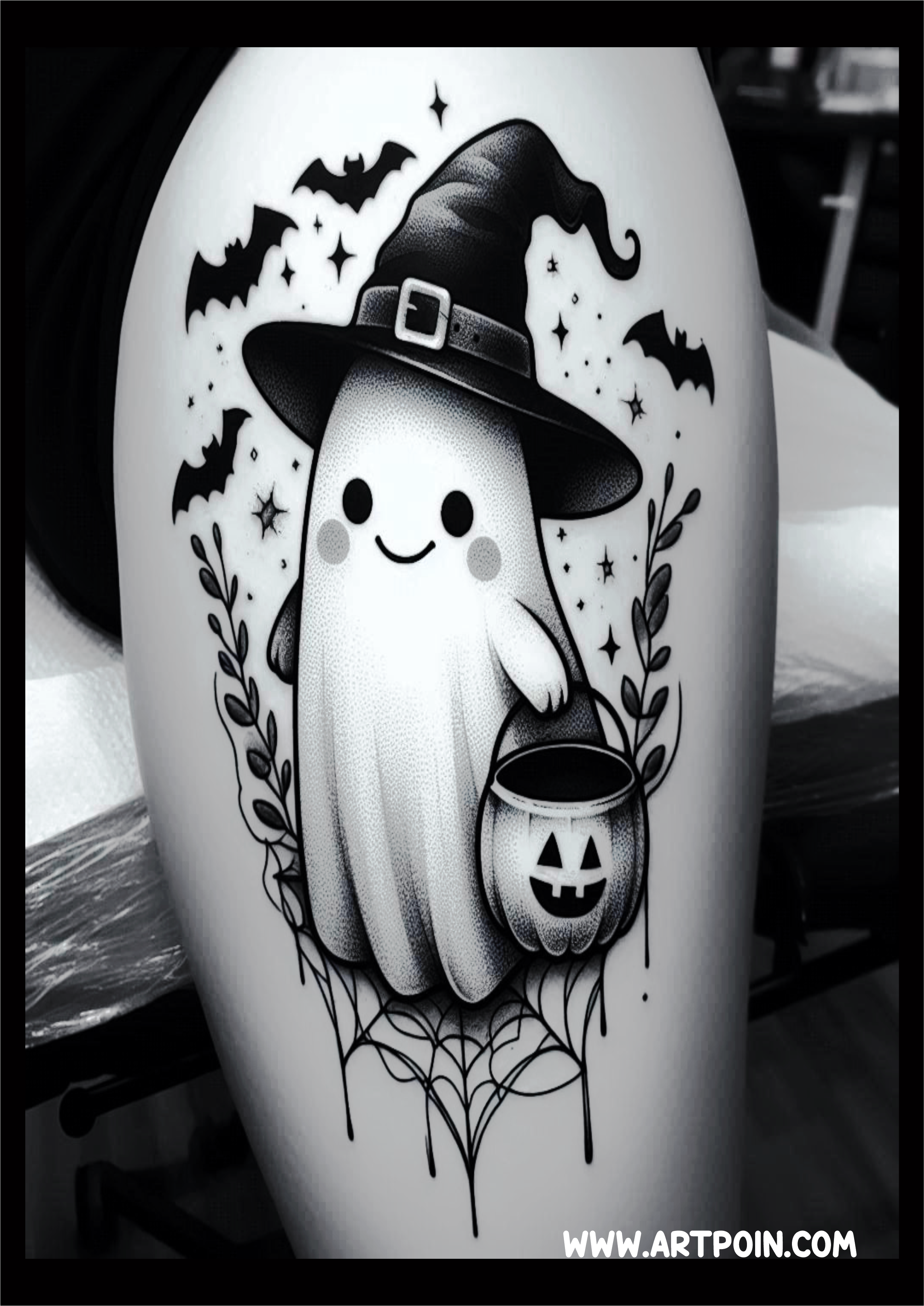 Halloween tatuagem fantasminha engraçado png