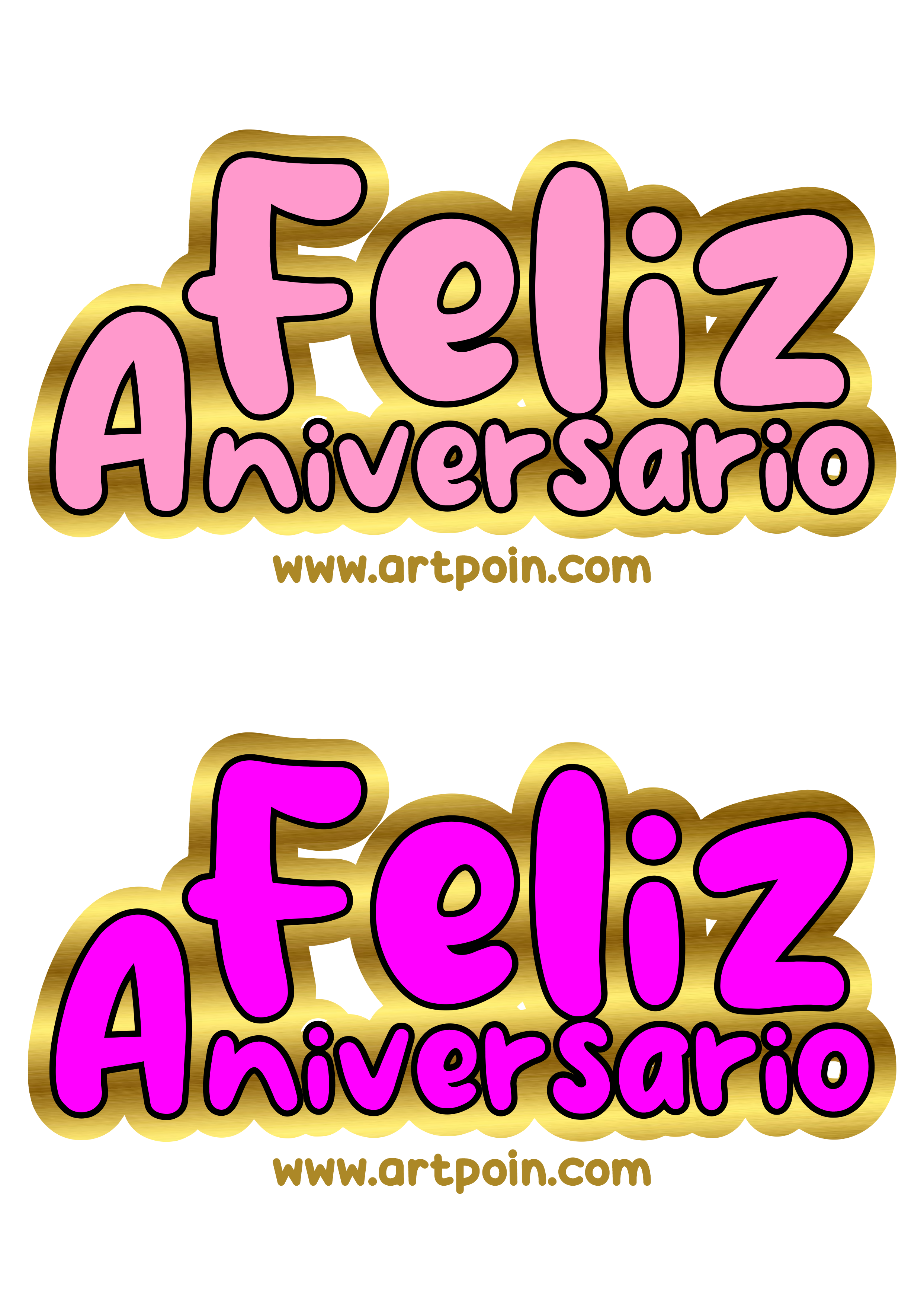 Feliz aniversário topo de bolo para imprimir rosa pink com dourado papelaria criativa grátis artes visuais png