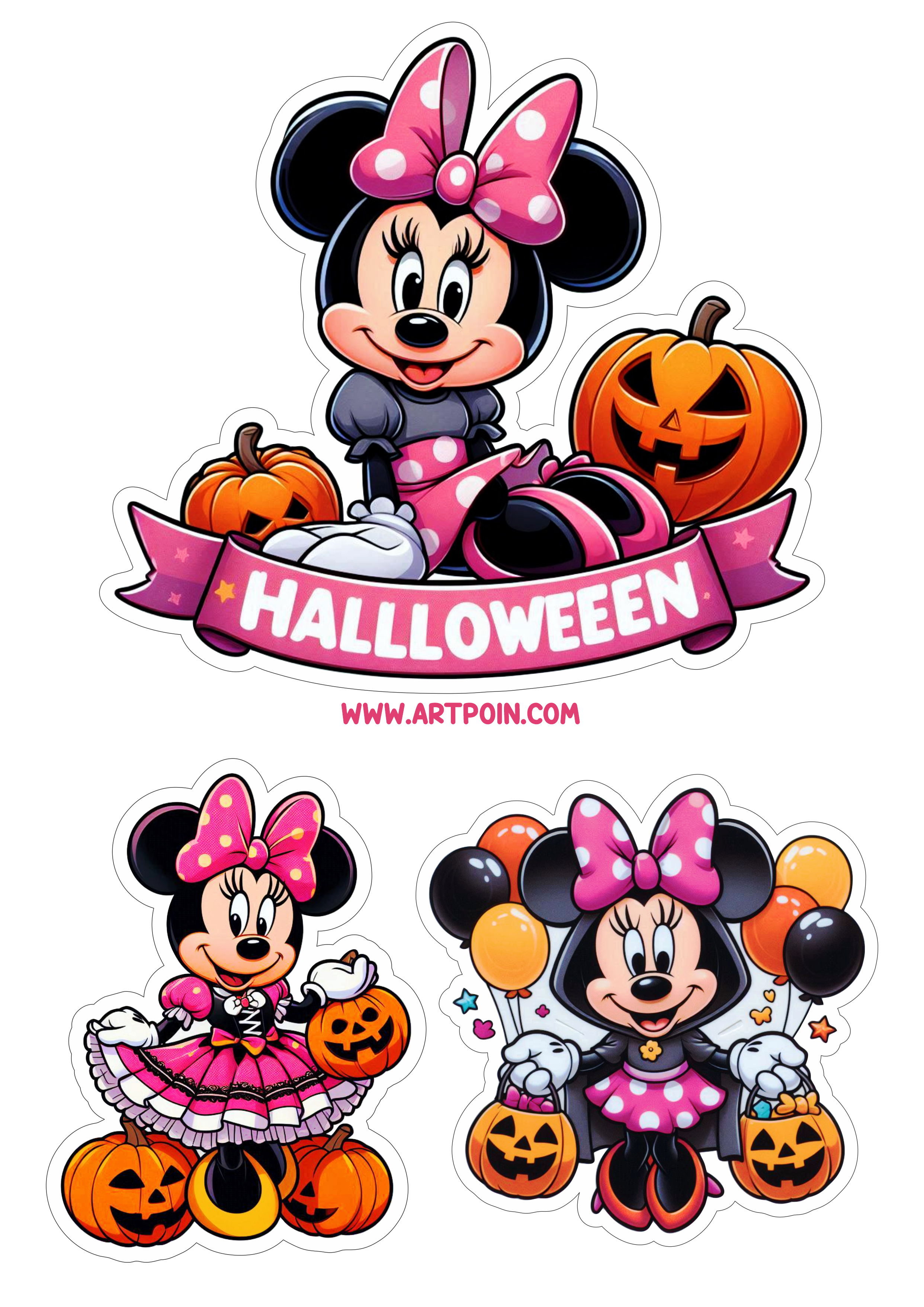 Topo de bolo minnie mouse fantasia de halloween festa infantil aniversário png