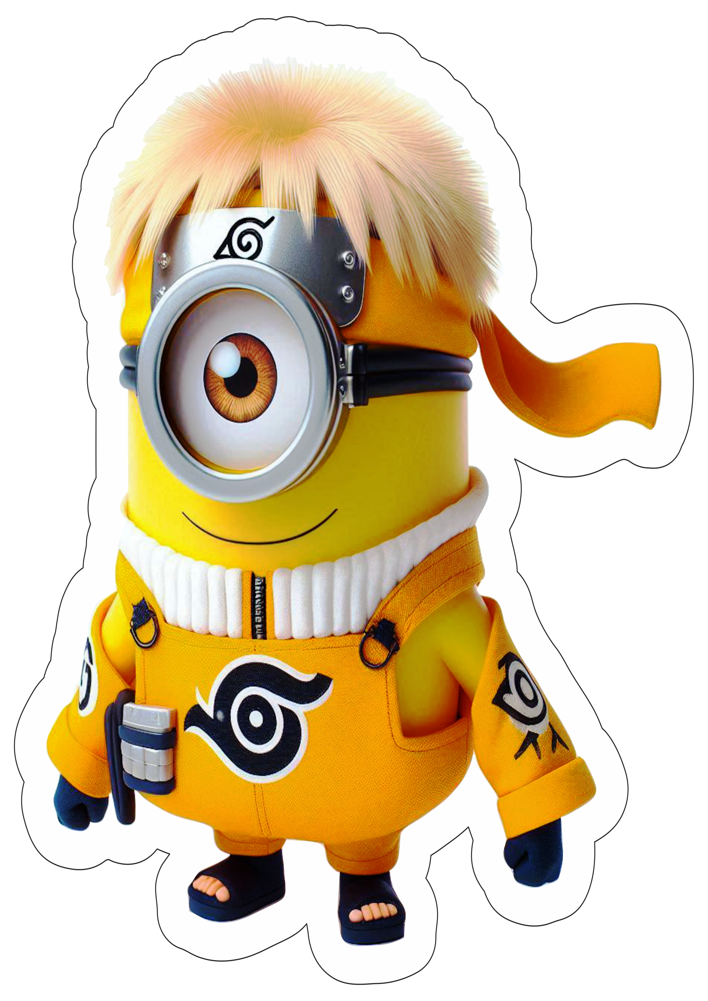 Minions imagem engraçada fantasiado de Naruto otaku anime artes visuais imagem com contorno png