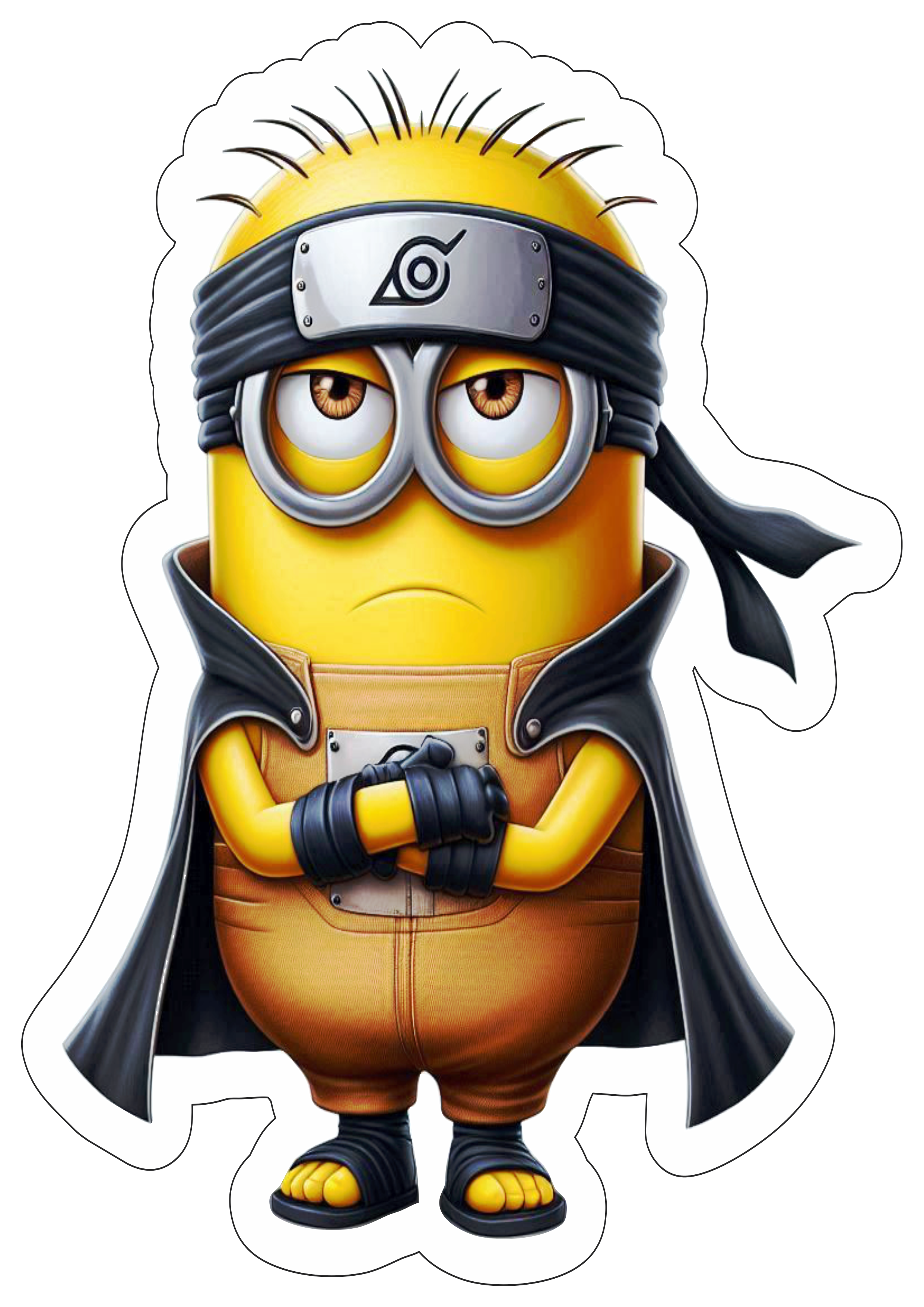 Minions imagem engraçada fantasiado de Naruto otaku ninja anime artes visuais imagem com contorno png