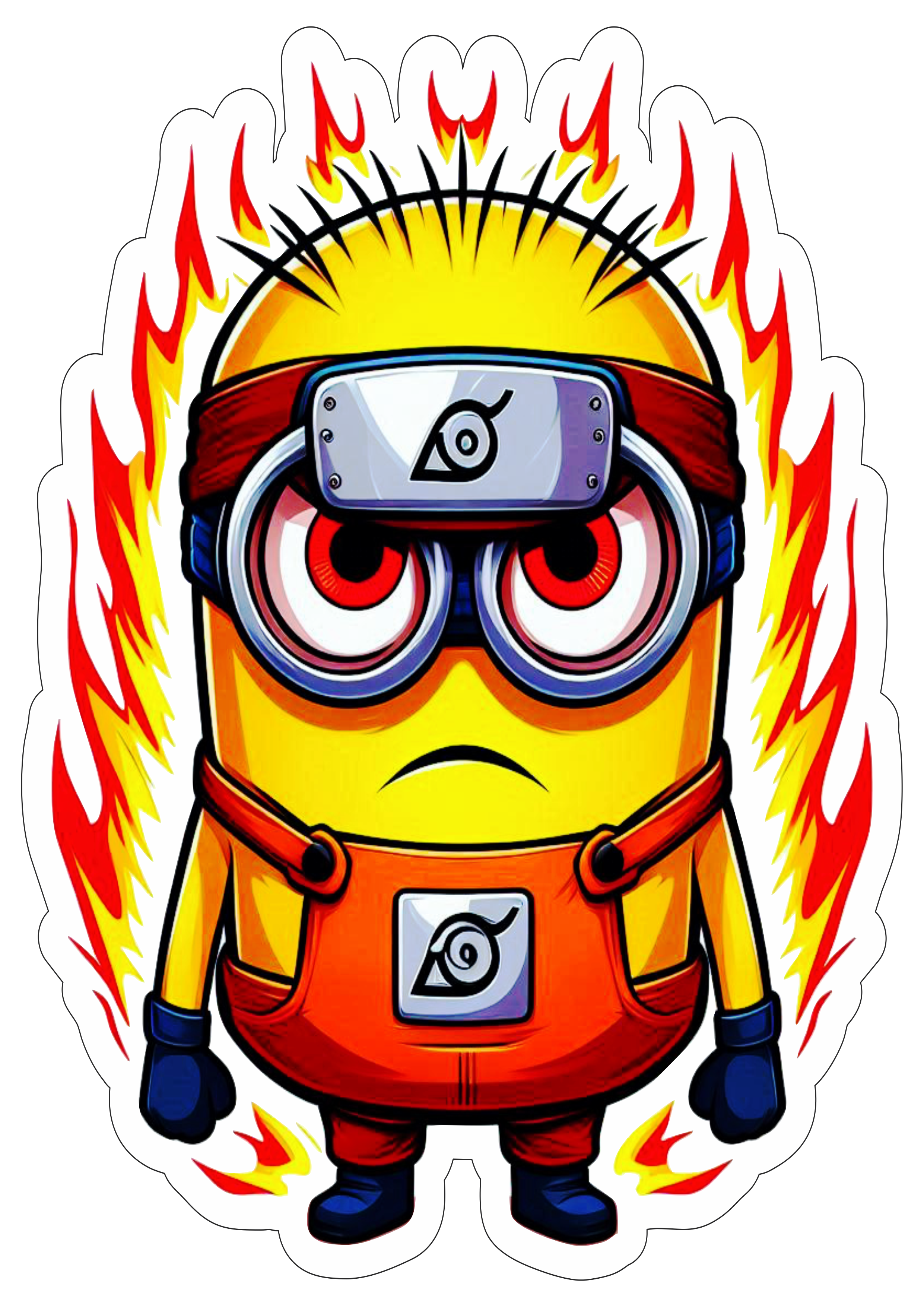 Minions imagem engraçada fantasiado de Naruto otaku ninja anime artes visuais imagem com contorno fire png