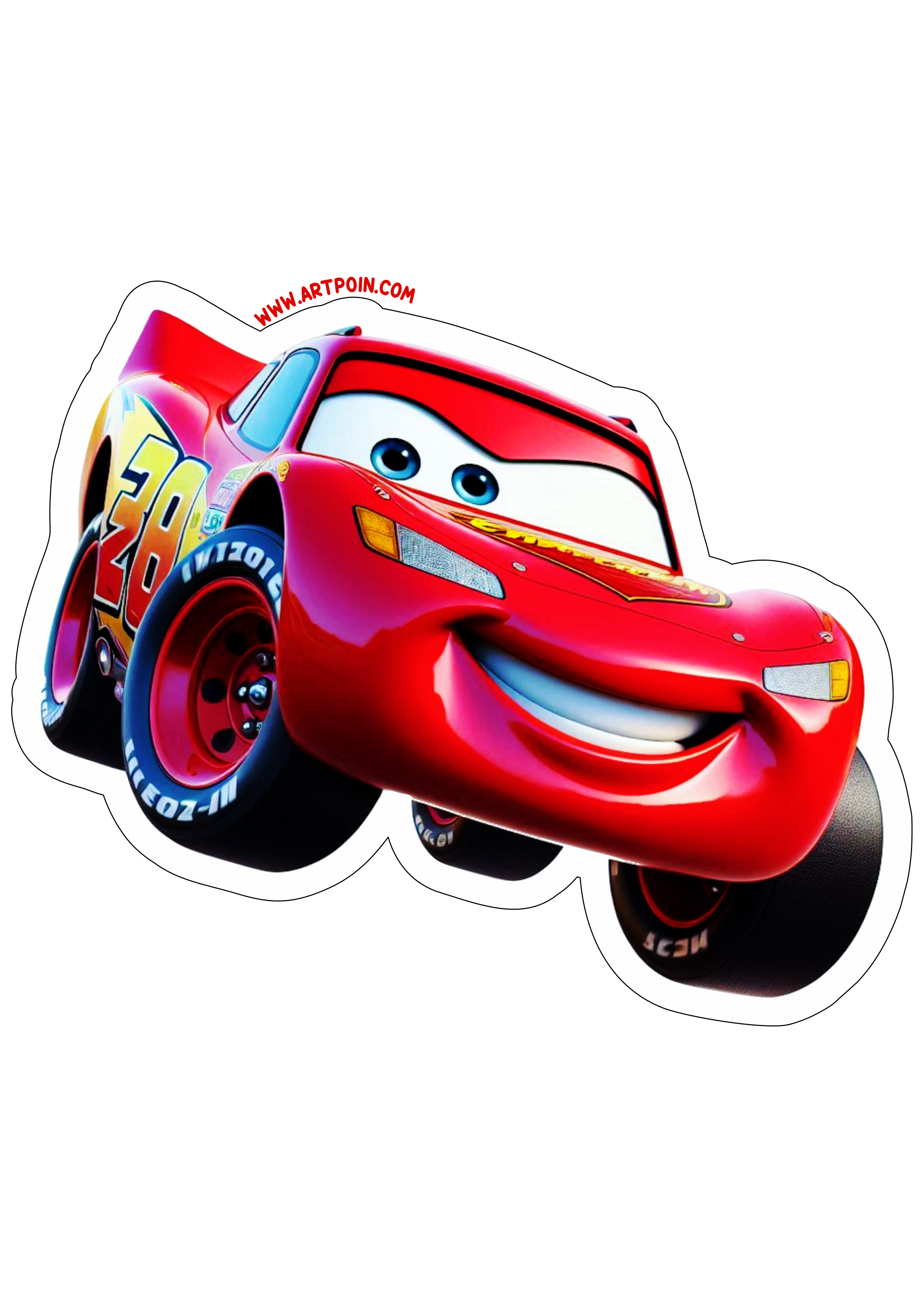 Relâmpago McQueen Disney Carros animação imagem com contorno free fundo transparente png