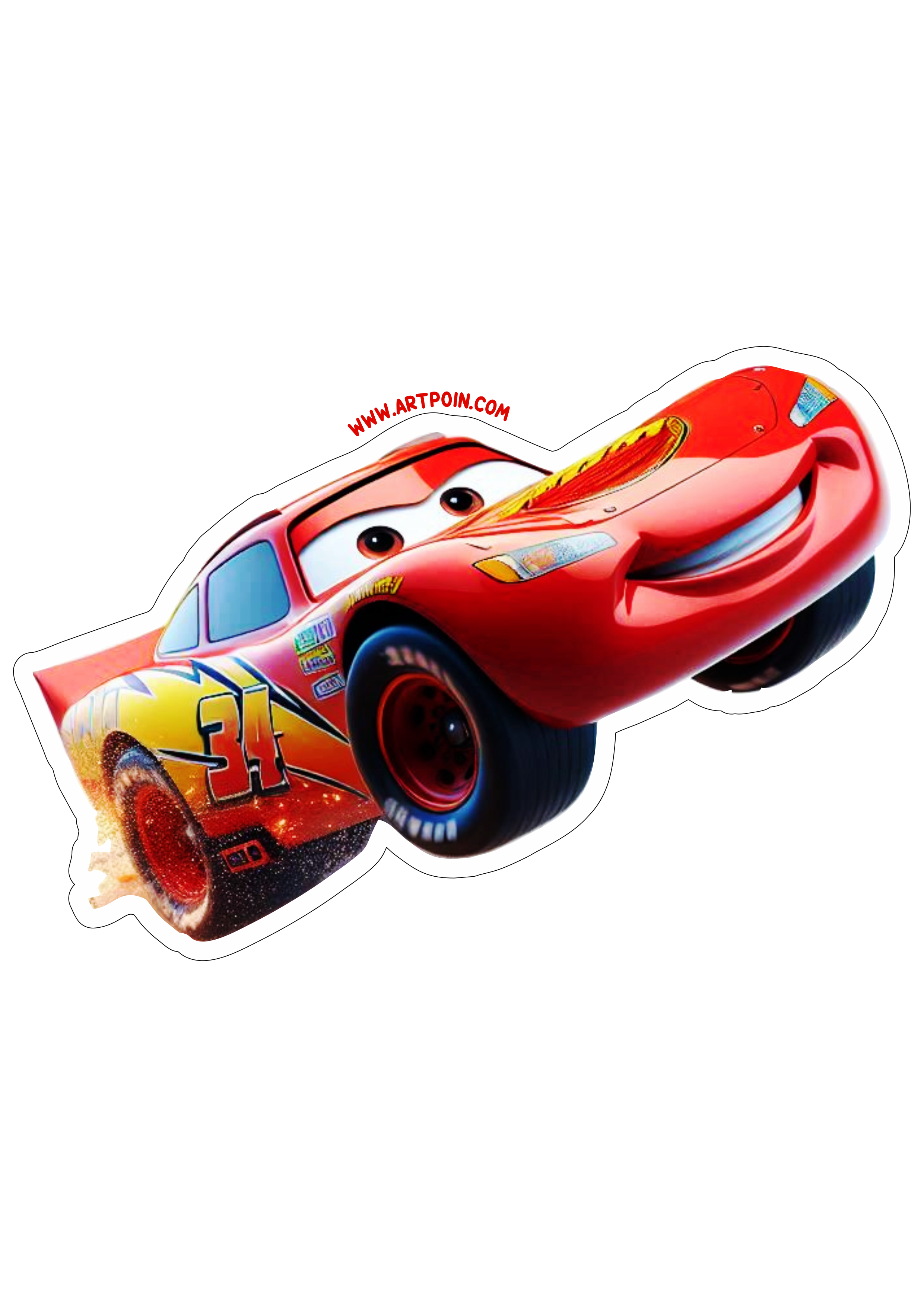 Relâmpago McQueen Disney Carros animação imagem com contorno free fundo transparente ilustração clipart png