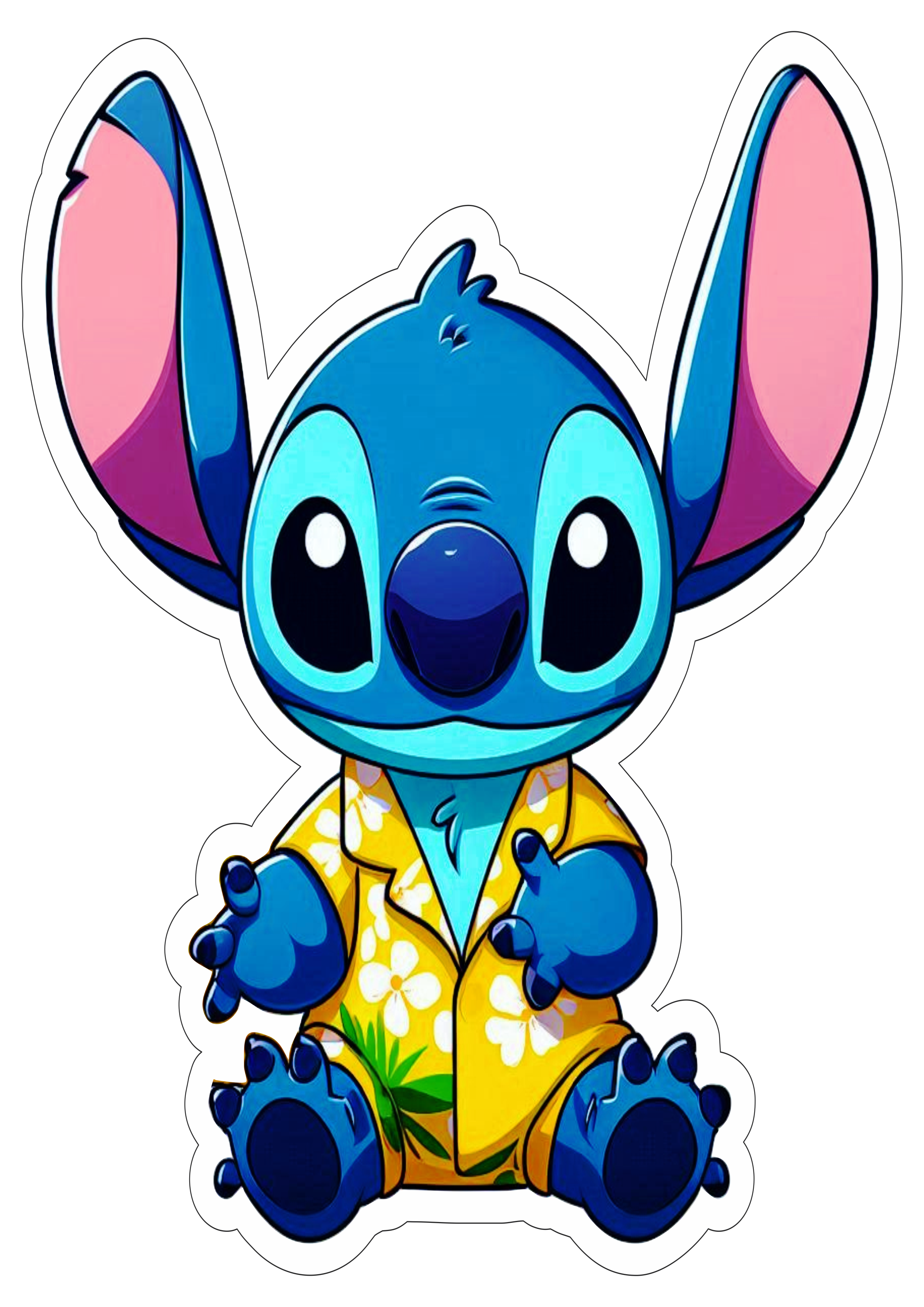 Desenho infantil Disney Lilo e Stitch monstrinho com roupa colorida imagem com contorno personagem fictício download png