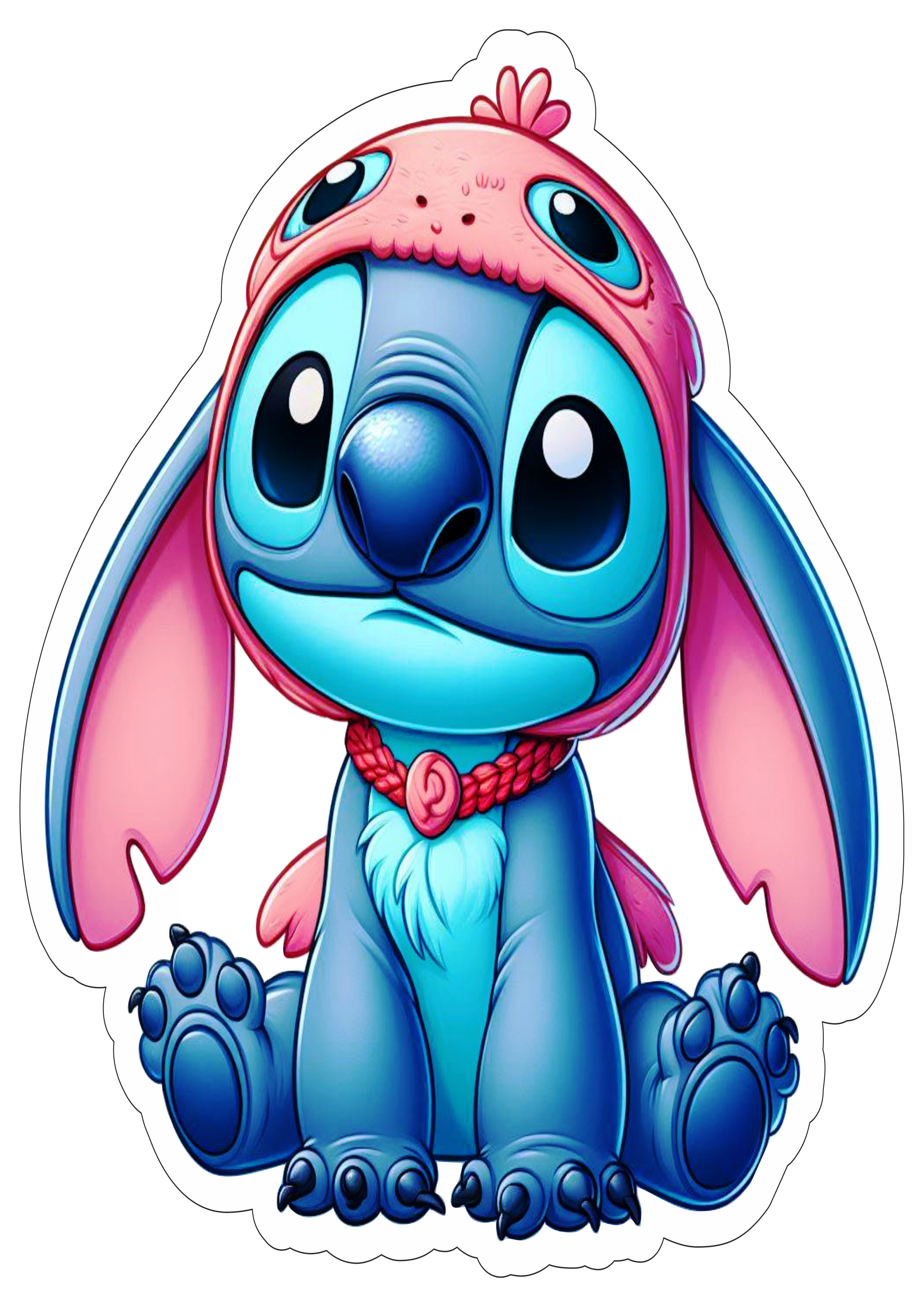 Desenho infantil Disney Lilo e Stitch monstrinho fofinho imagem com contorno artes gráficas fundo transparente png