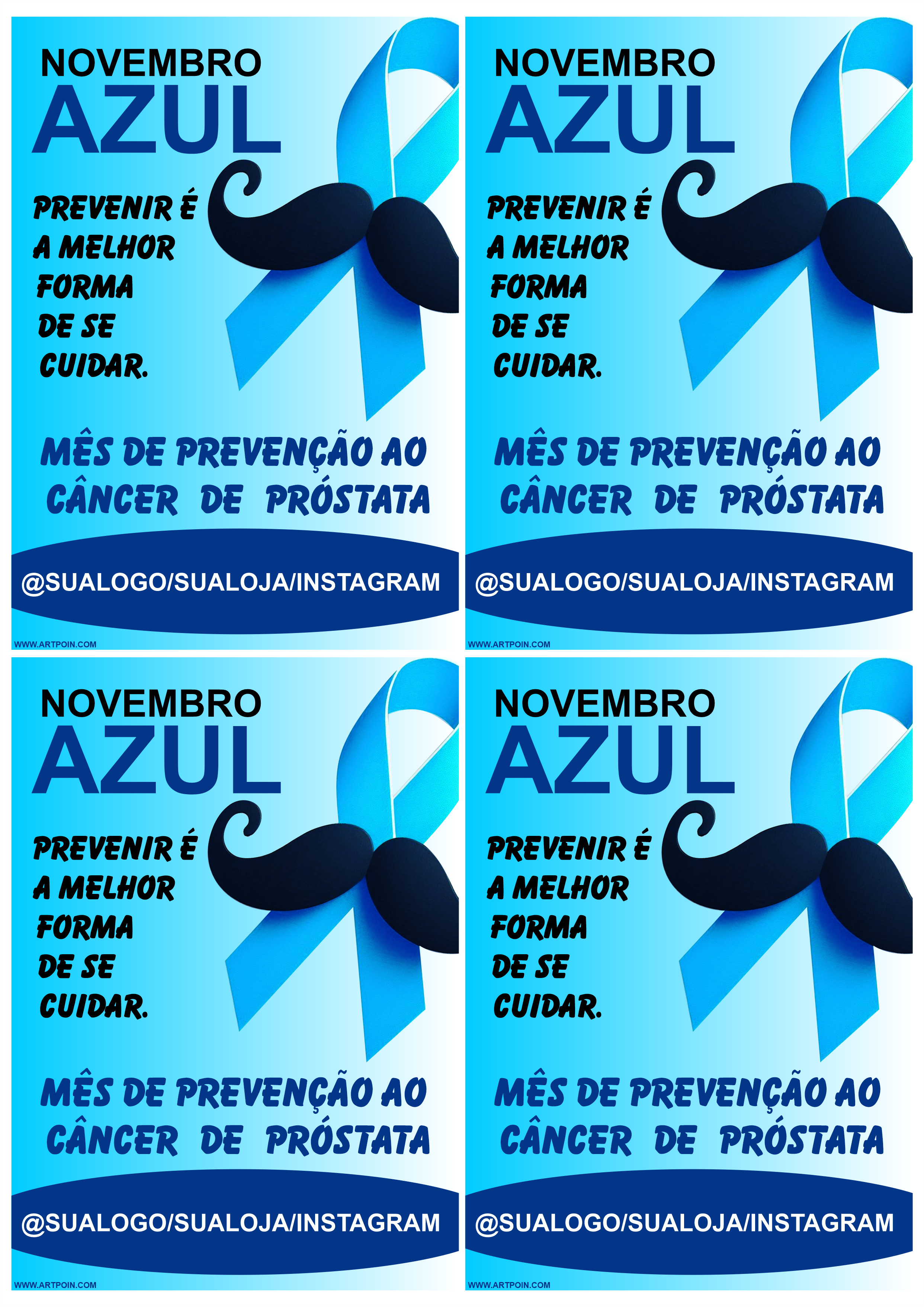 Novembro azul cartãozinho para lojinha 4 imagens png