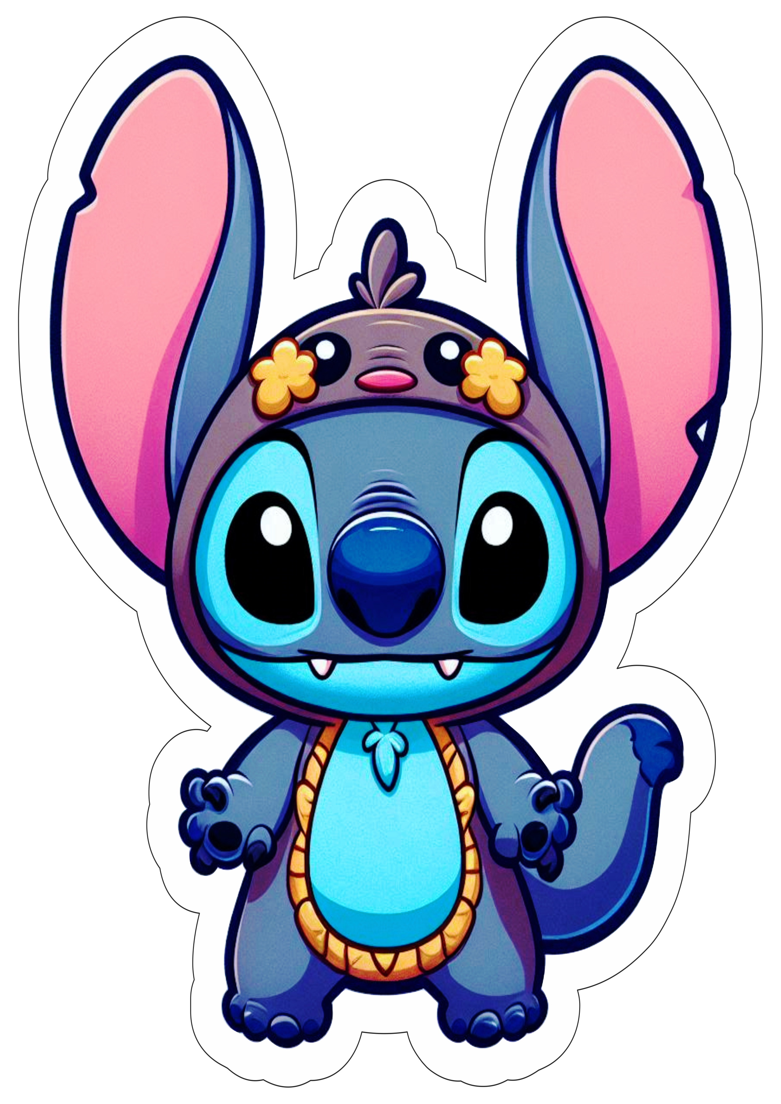 Desenho infantil Disney Lilo e Stitch monstrinho imagem com contorno personagem fictício fundo transparente ilustração vetor clipart free png