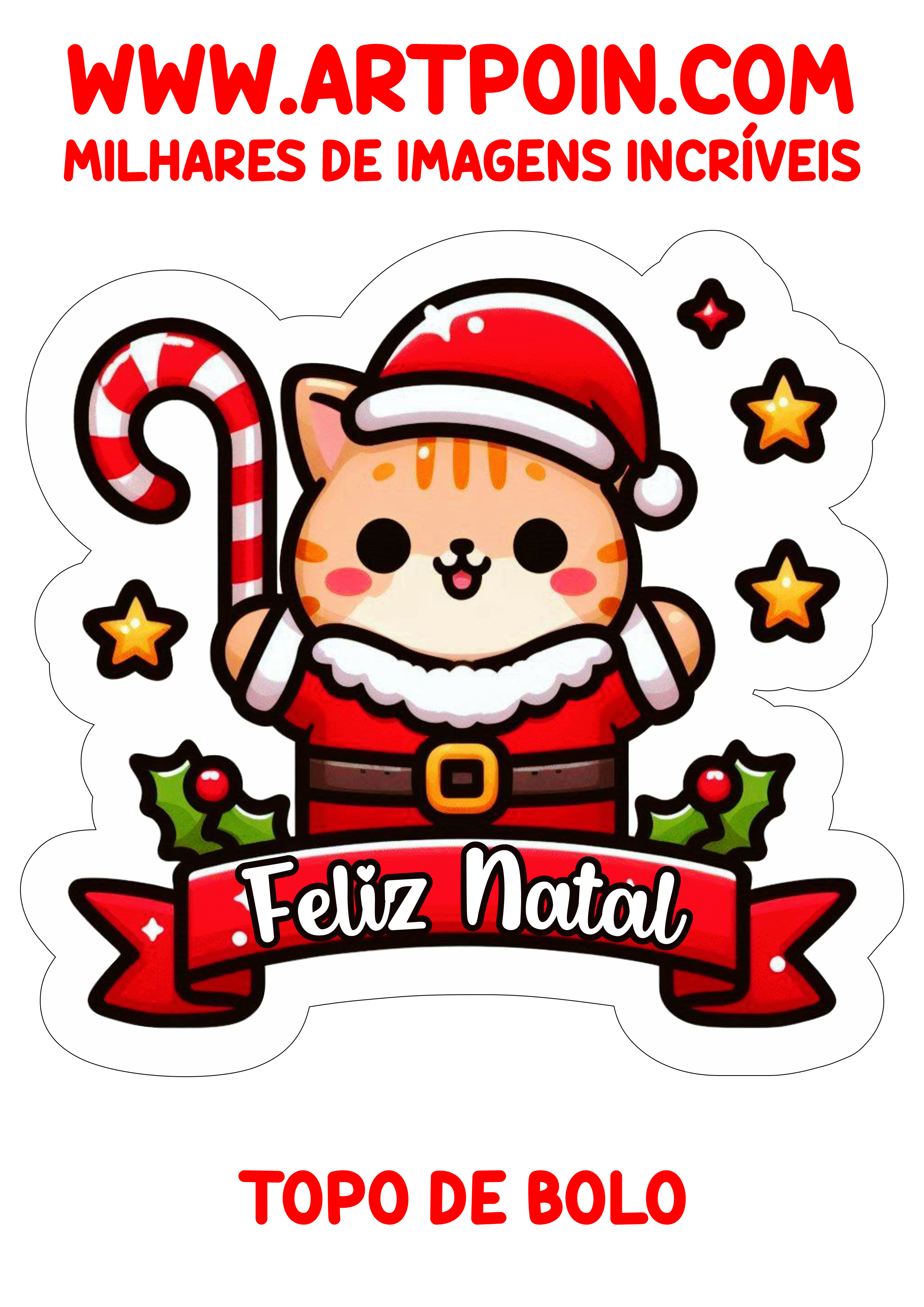 Feliz Natal topo de bolo gatinho fofinho png