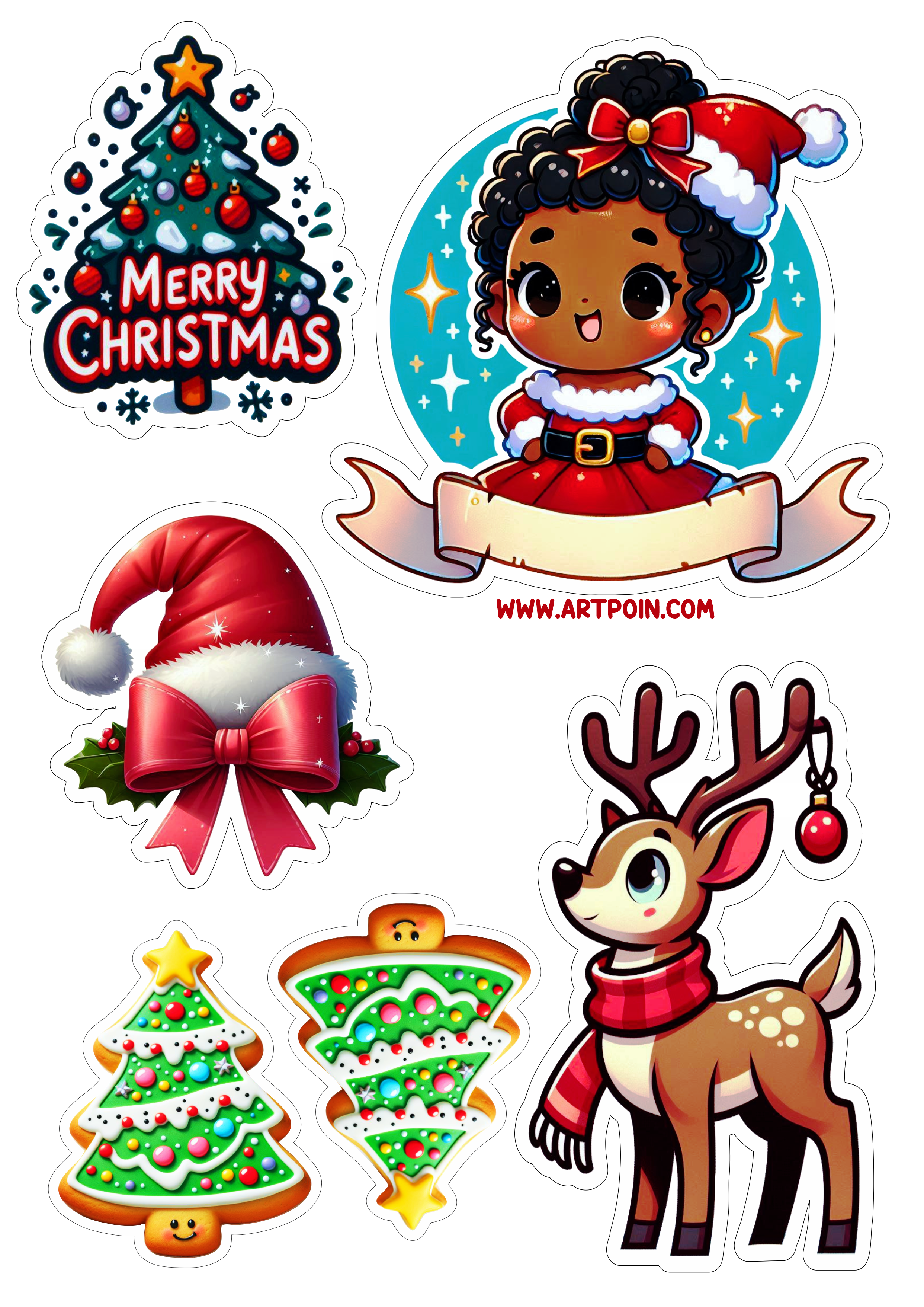 Topo de bolo menina moreninha com roupinha de natal decoração de festa de aniversário temática para imprimir desenho infantil png