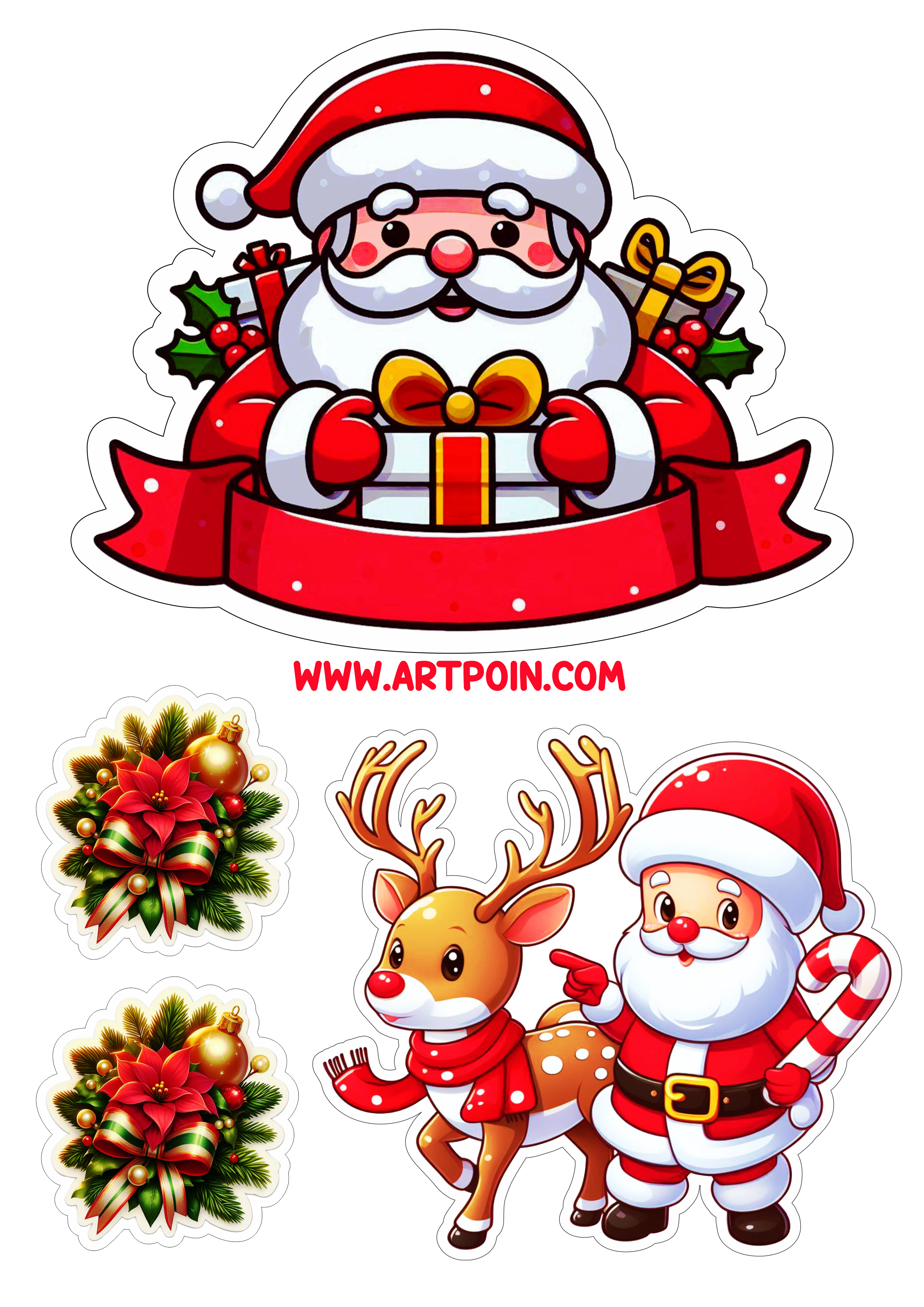 Topo de bolo para imprimir papai noel natal aniversário mesversário decoração grátis natalina free download png