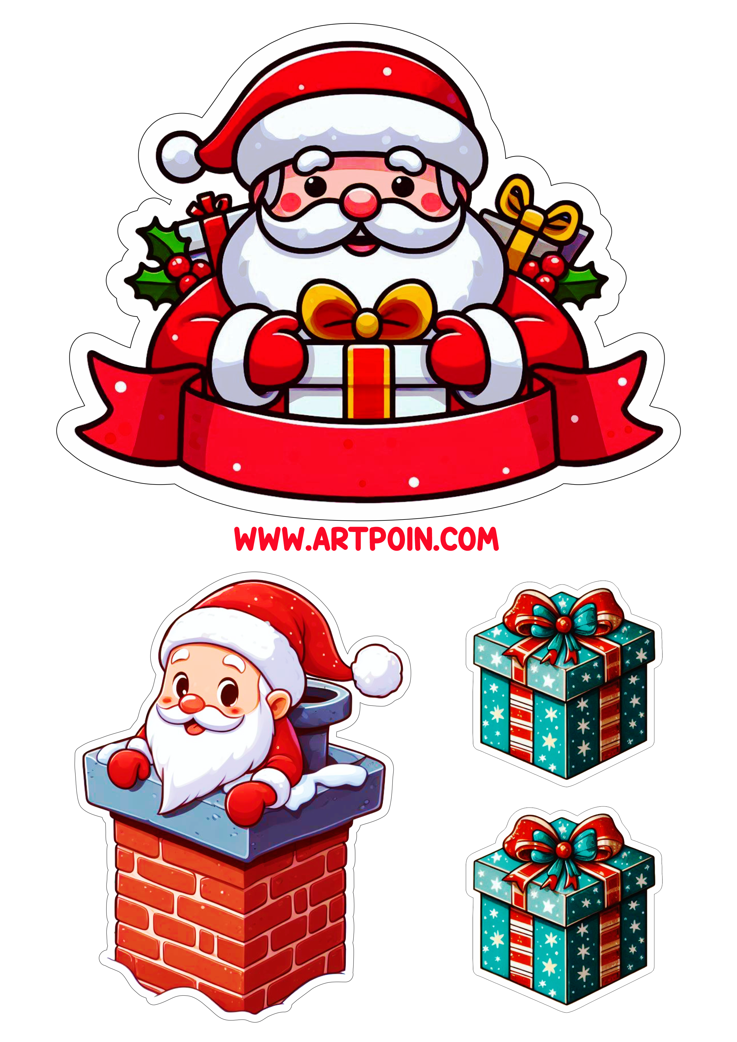 Topo de bolo para imprimir papai noel natal aniversário mesversário decoração grátis natalina free download festa pronta png