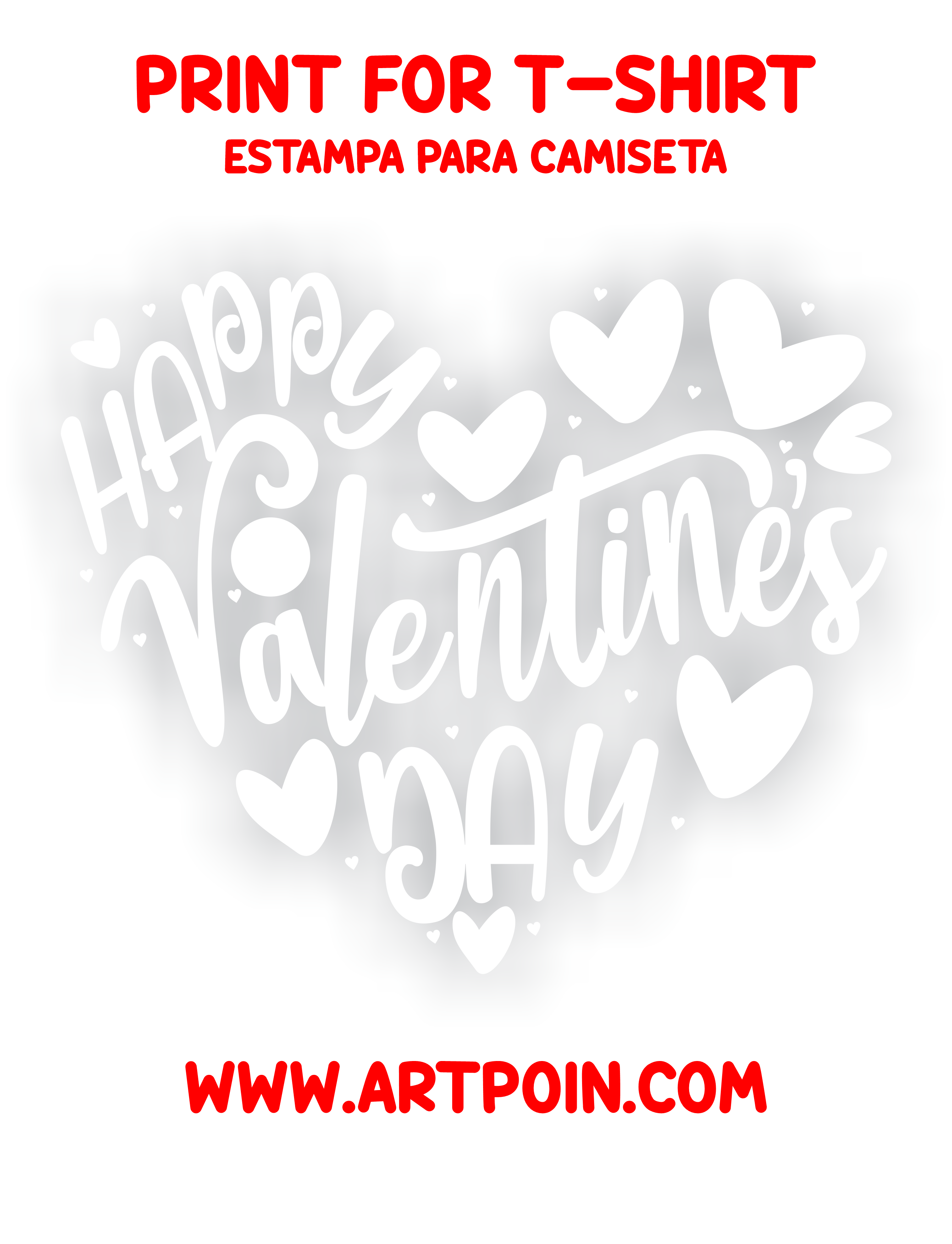 Happy Valentines Day print for shirt white png