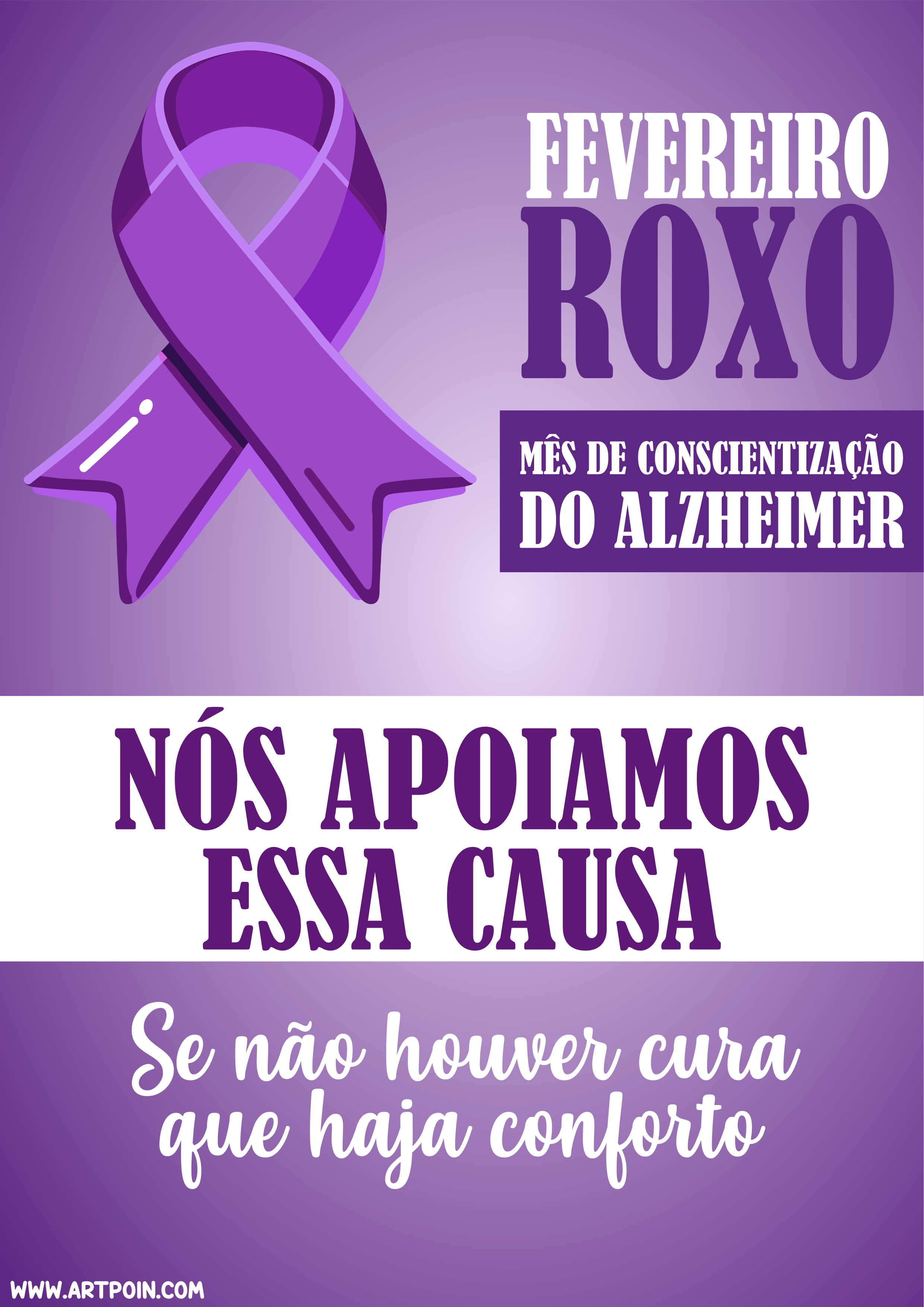 Fevereiro Roxo mês de conscientização do alzheimer panfleto de campanha da saúde para imprimir png