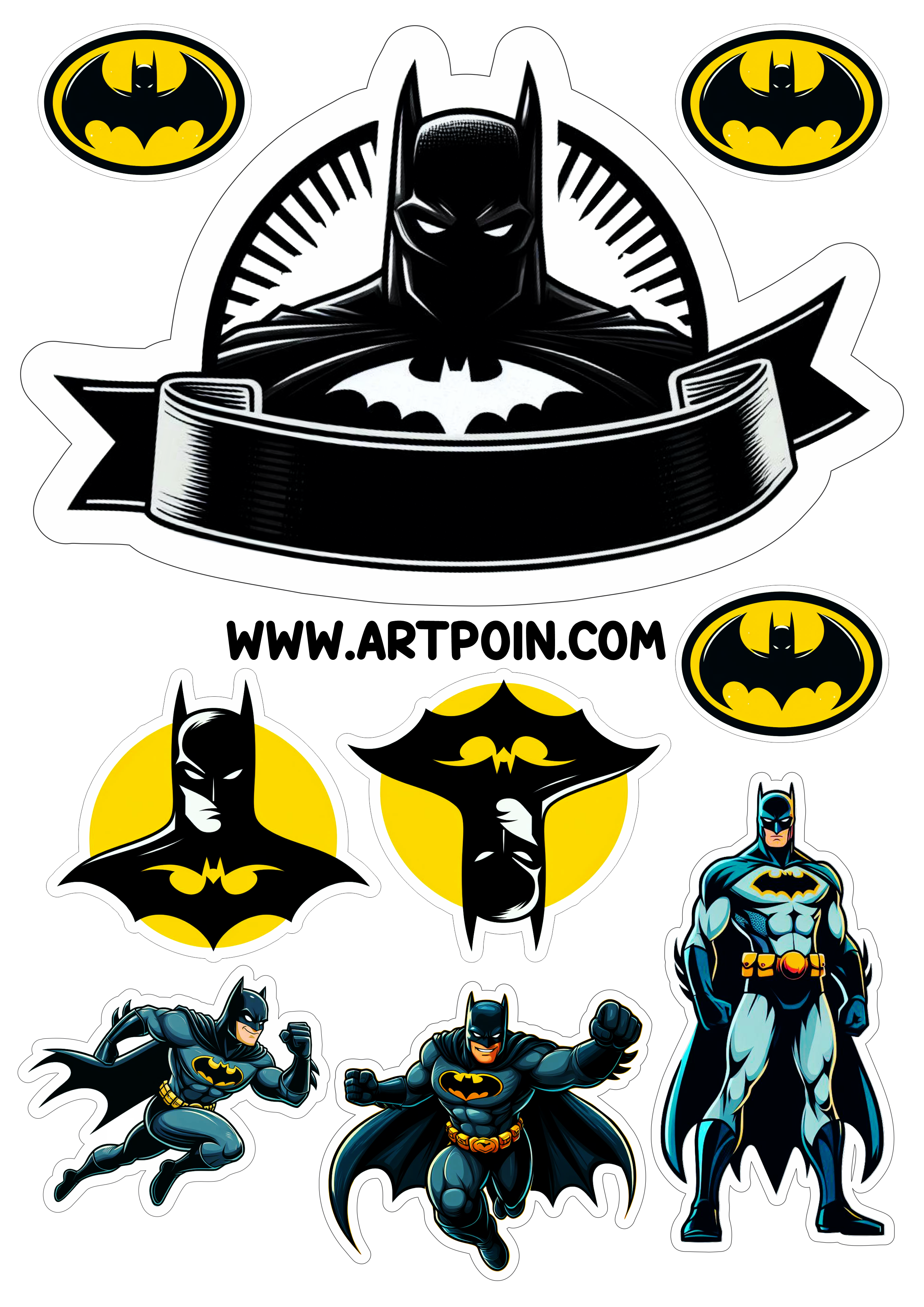 Batman super herói topo de bolo para imprimir decoração de aniversário artigos personalizados e de papelaria png