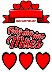 dia das mães topo de bolo corações vermelhos2