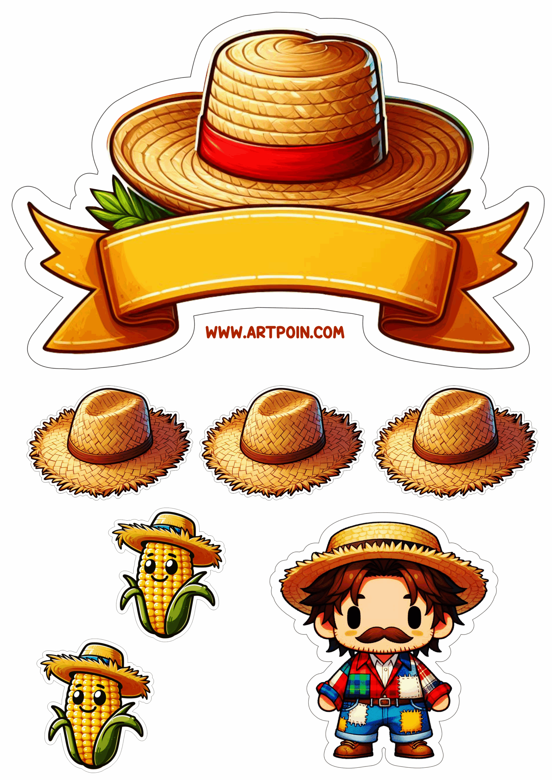 Topo de bolo decoração de festa junina png
