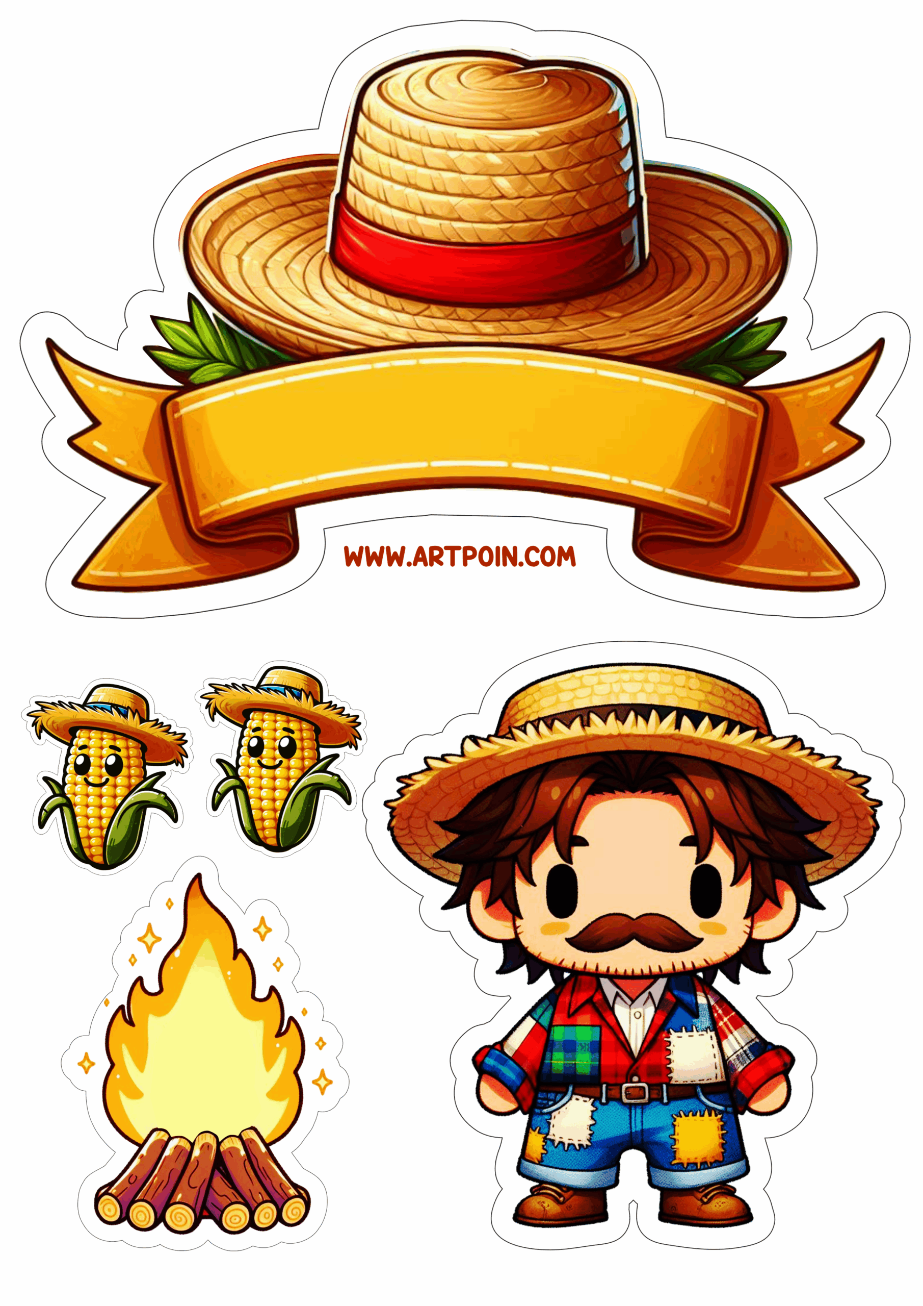 Topo de bolo decoração de festa junina São João png