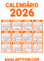 calendário 2026 laranja
