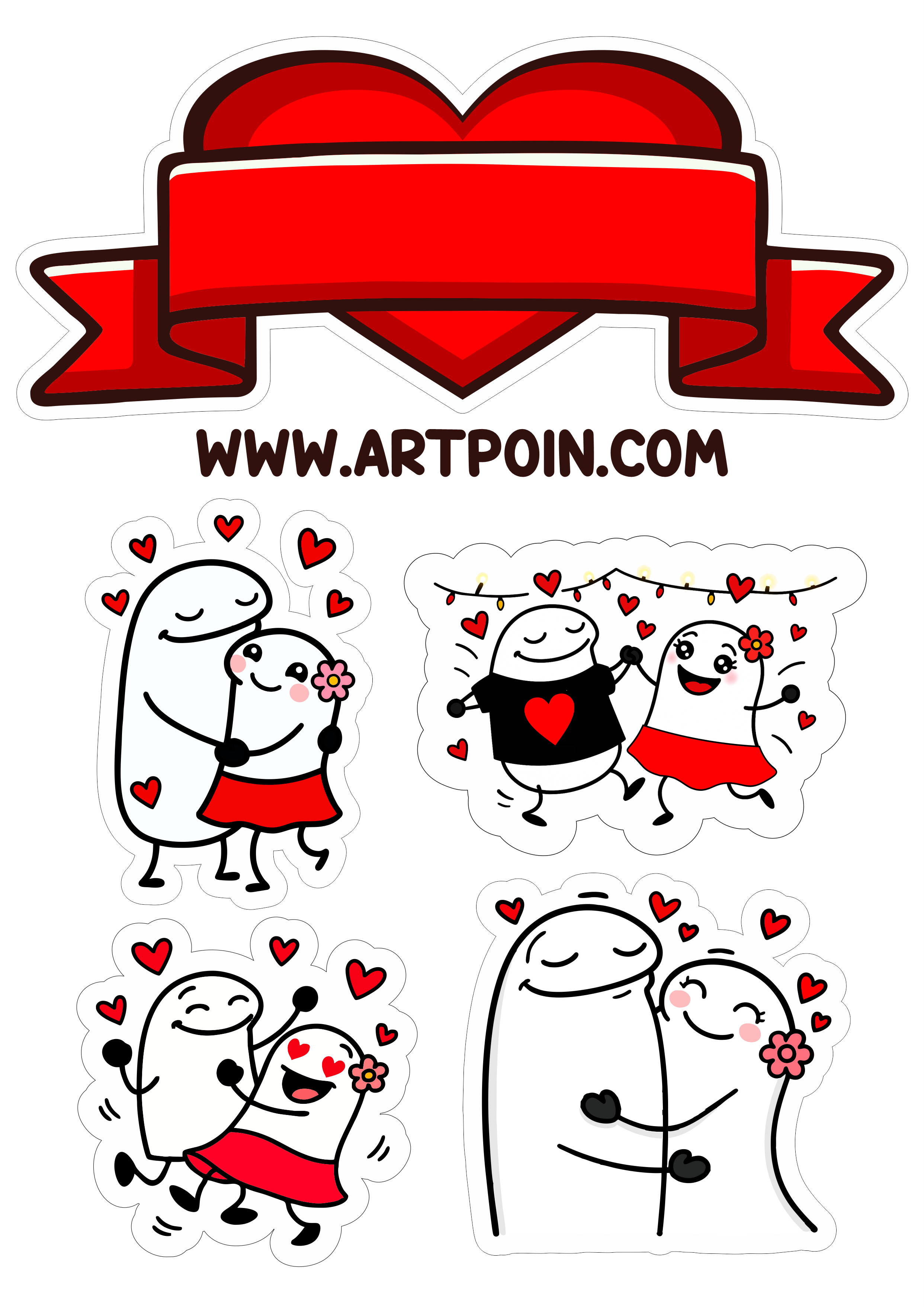 Topo de bolo dia dos namorados flork of cows figurinhas engraçadas png
