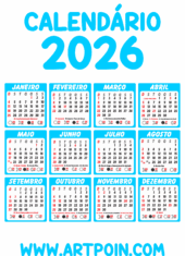 calendário 2026 azul