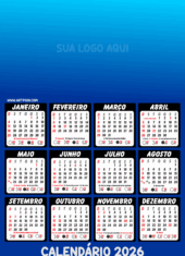 calendário 2026 para personalização azul