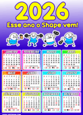 calendário 2026 personalizado musculação azul