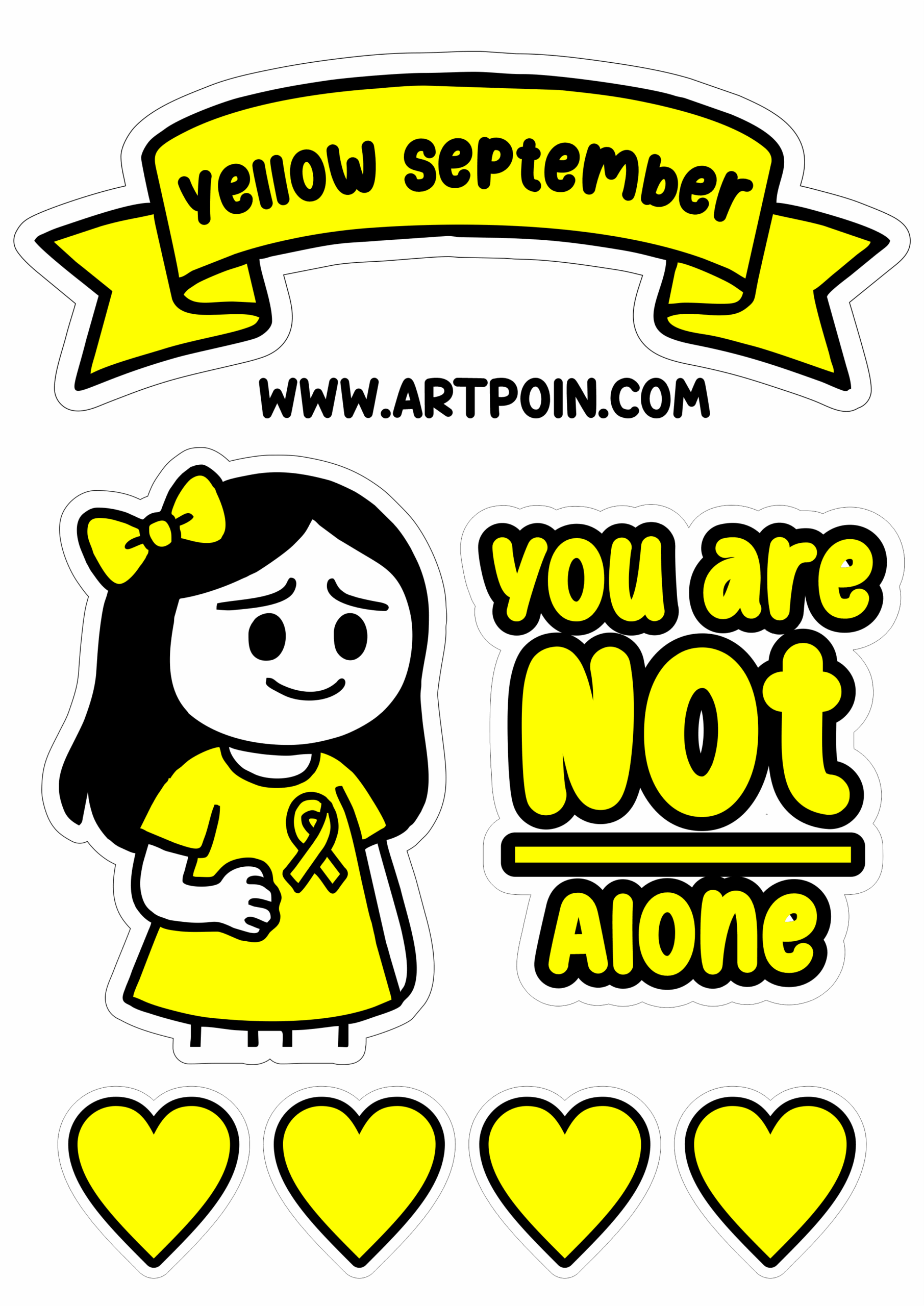 Yellow september cake topper printable you are not alone free download decoration png