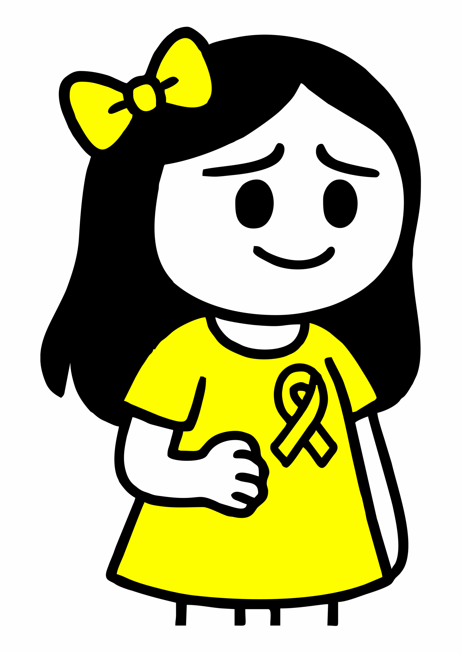 Setembro amarelo desenho simples mocinha com roupa amarela fazendo fundo transparente png