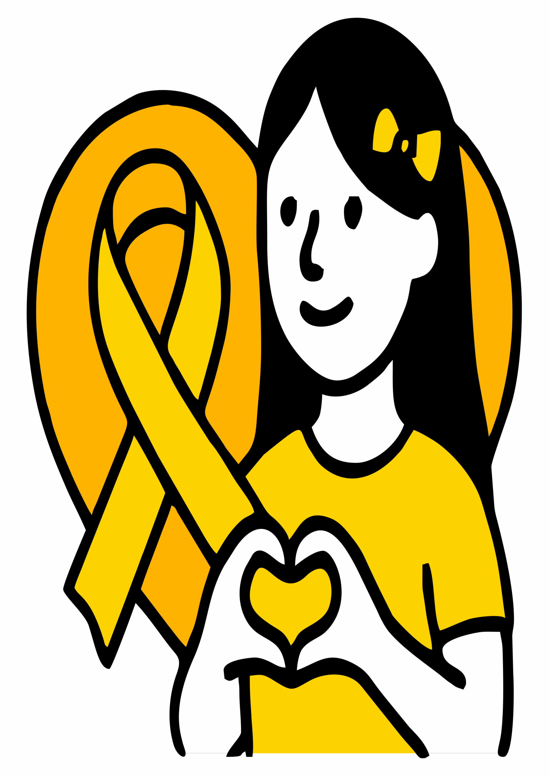 Setembro amarelo imagem com desenho simples para campanha de conscientização mocinha fazendo sinal de coração png