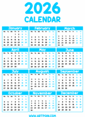 2026 calendar blue
